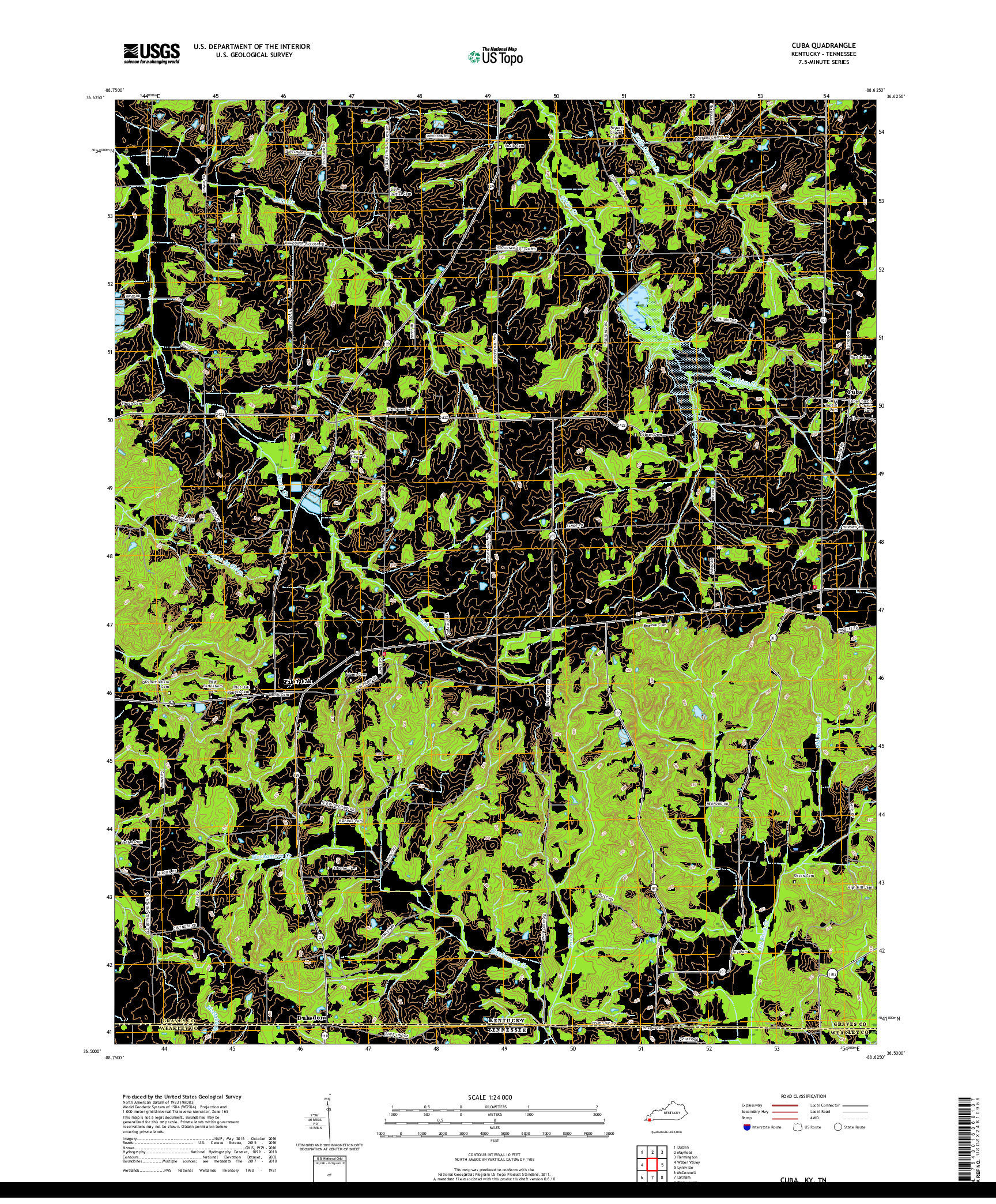 USGS US TOPO 7.5-MINUTE MAP FOR CUBA, KY,TN 2019