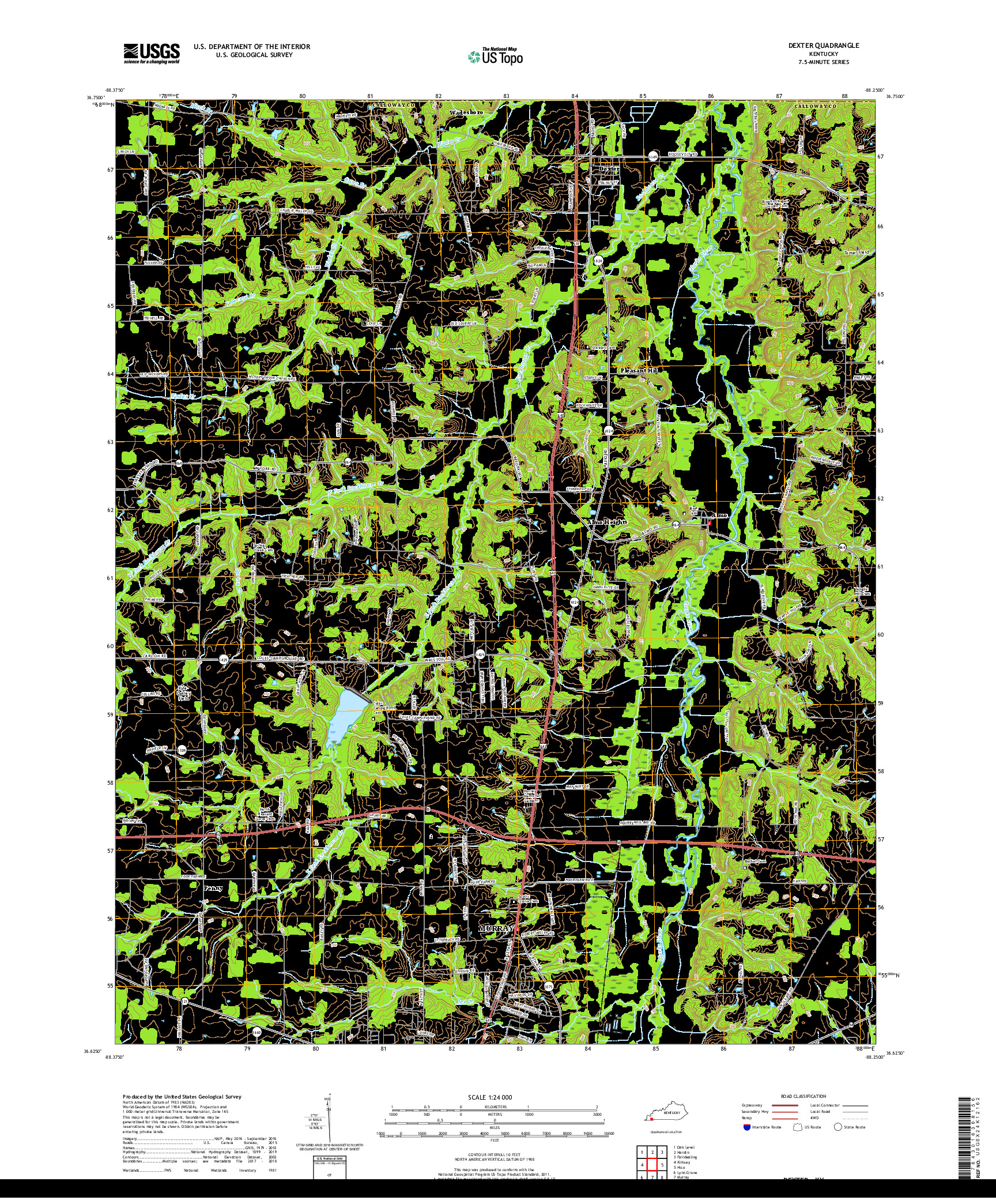 USGS US TOPO 7.5-MINUTE MAP FOR DEXTER, KY 2019