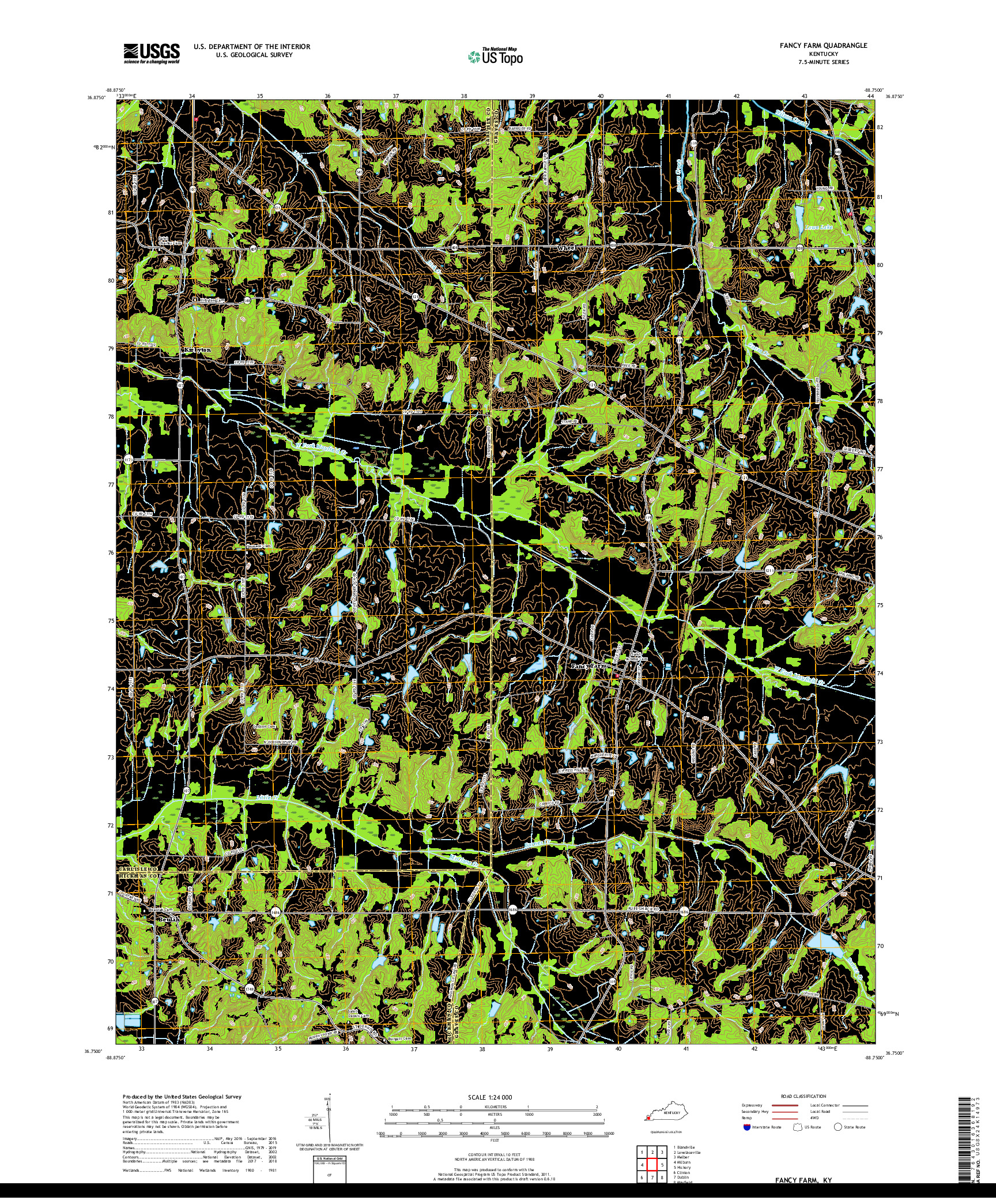 USGS US TOPO 7.5-MINUTE MAP FOR FANCY FARM, KY 2019