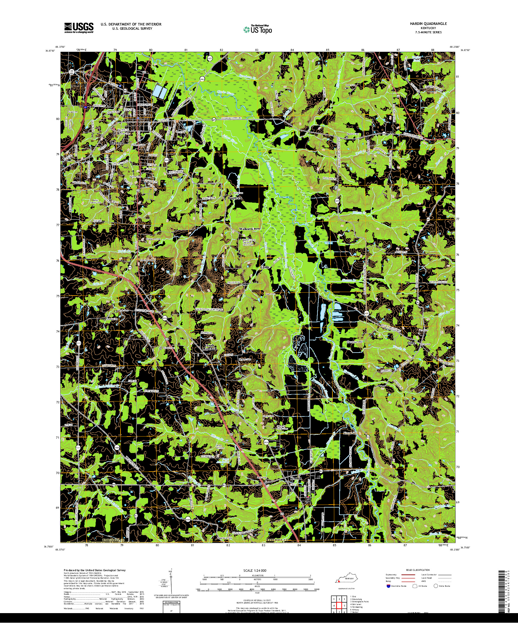 USGS US TOPO 7.5-MINUTE MAP FOR HARDIN, KY 2019