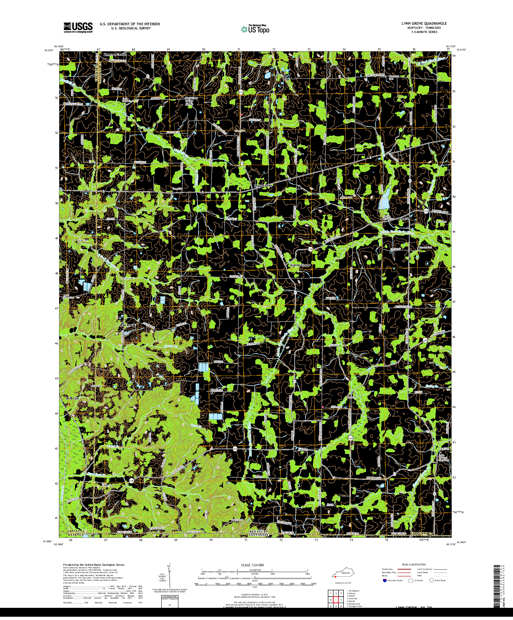 USGS US TOPO 7.5-MINUTE MAP FOR LYNN GROVE, KY,TN 2019