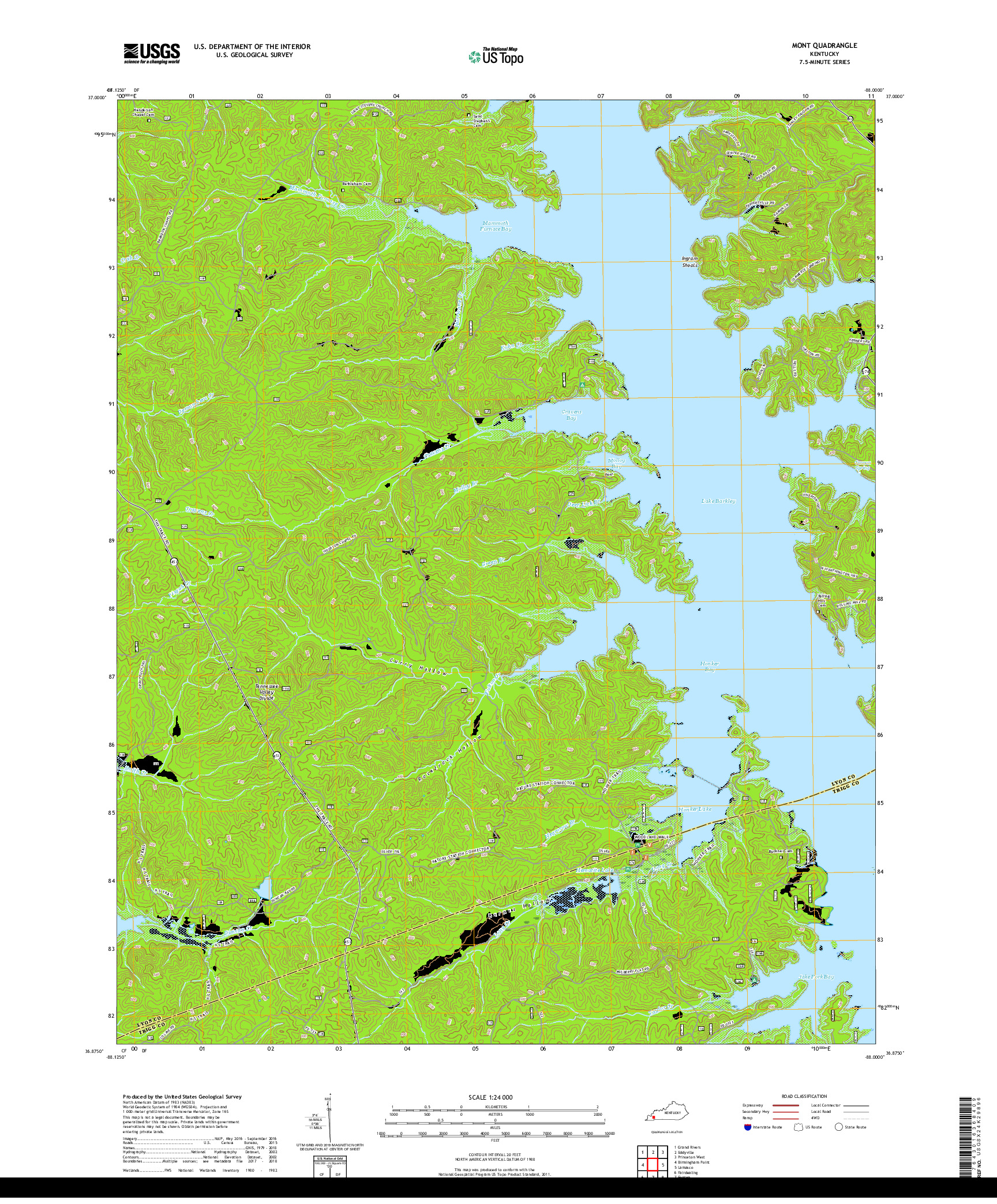 USGS US TOPO 7.5-MINUTE MAP FOR MONT, KY 2019