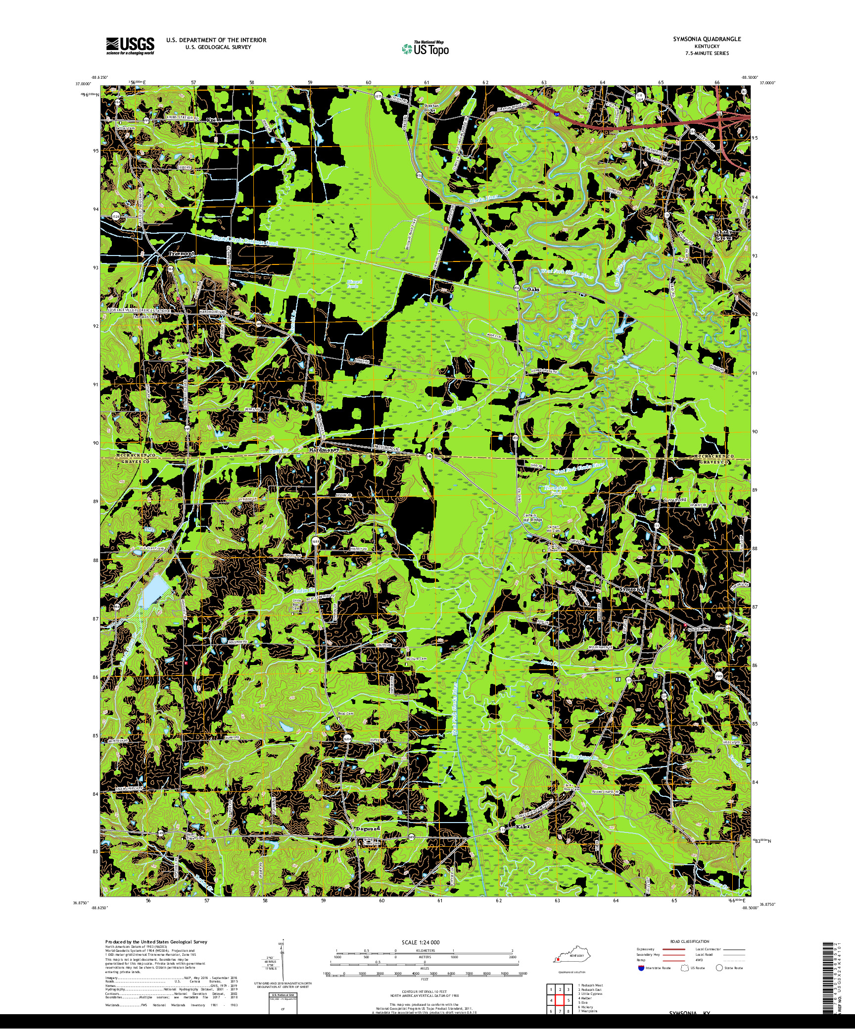 USGS US TOPO 7.5-MINUTE MAP FOR SYMSONIA, KY 2019