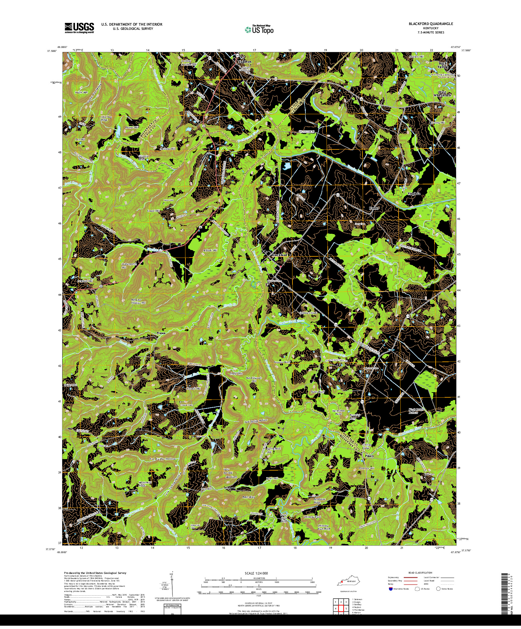 USGS US TOPO 7.5-MINUTE MAP FOR BLACKFORD, KY 2019