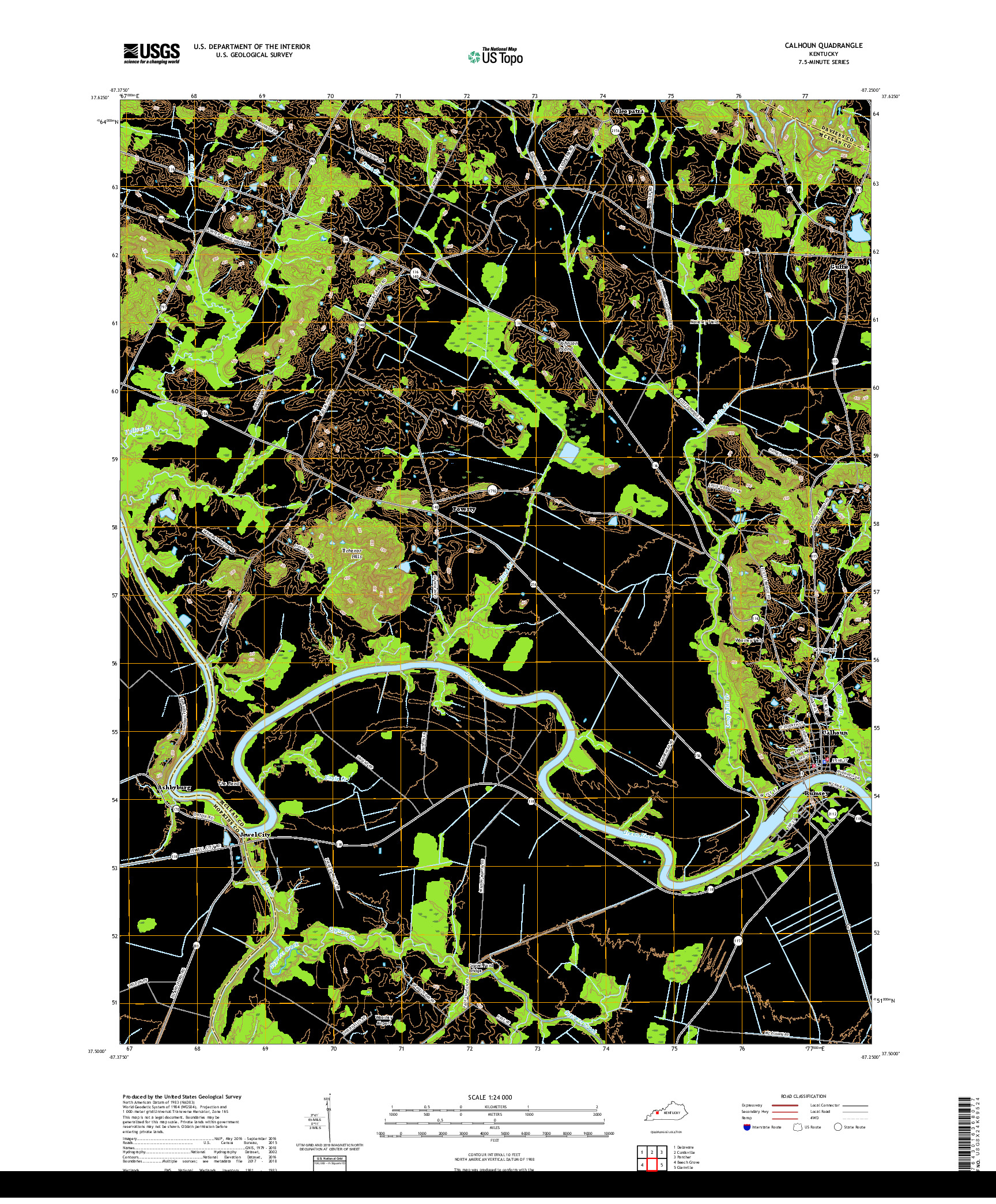 USGS US TOPO 7.5-MINUTE MAP FOR CALHOUN, KY 2019