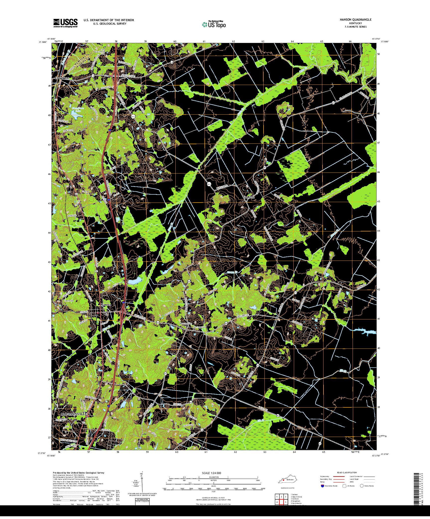 USGS US TOPO 7.5-MINUTE MAP FOR HANSON, KY 2019