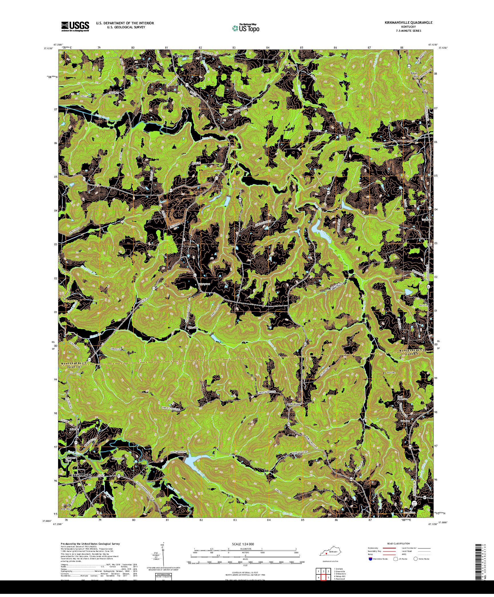 USGS US TOPO 7.5-MINUTE MAP FOR KIRKMANSVILLE, KY 2019