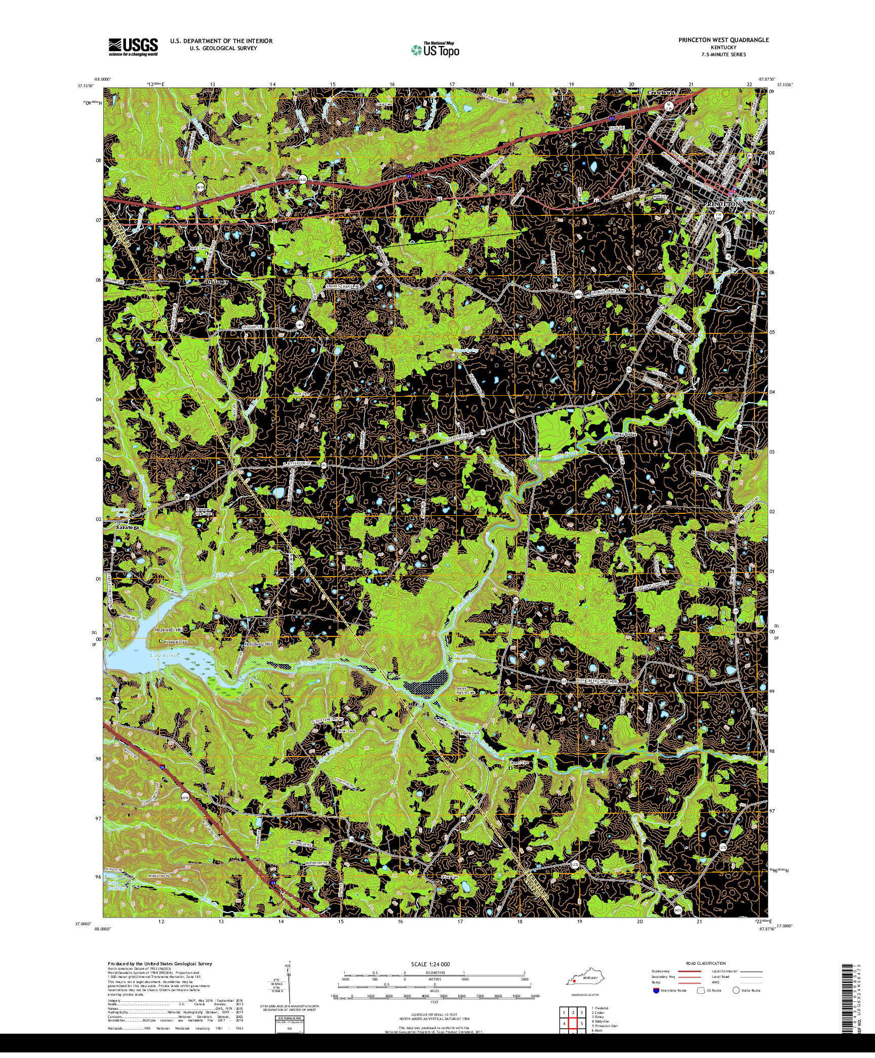 USGS US TOPO 7.5-MINUTE MAP FOR PRINCETON WEST, KY 2019