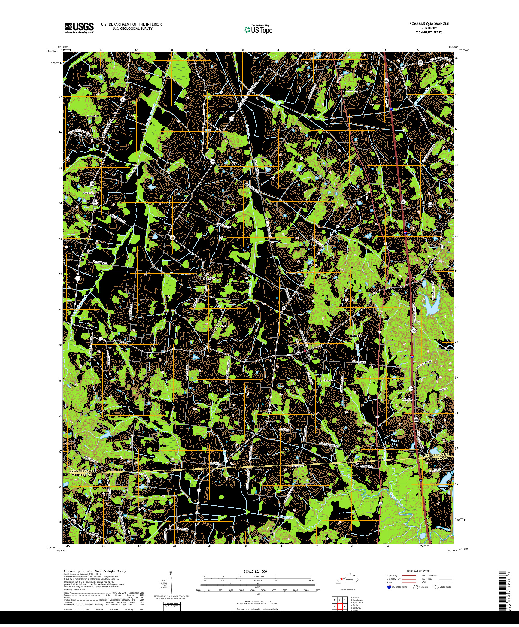 USGS US TOPO 7.5-MINUTE MAP FOR ROBARDS, KY 2019