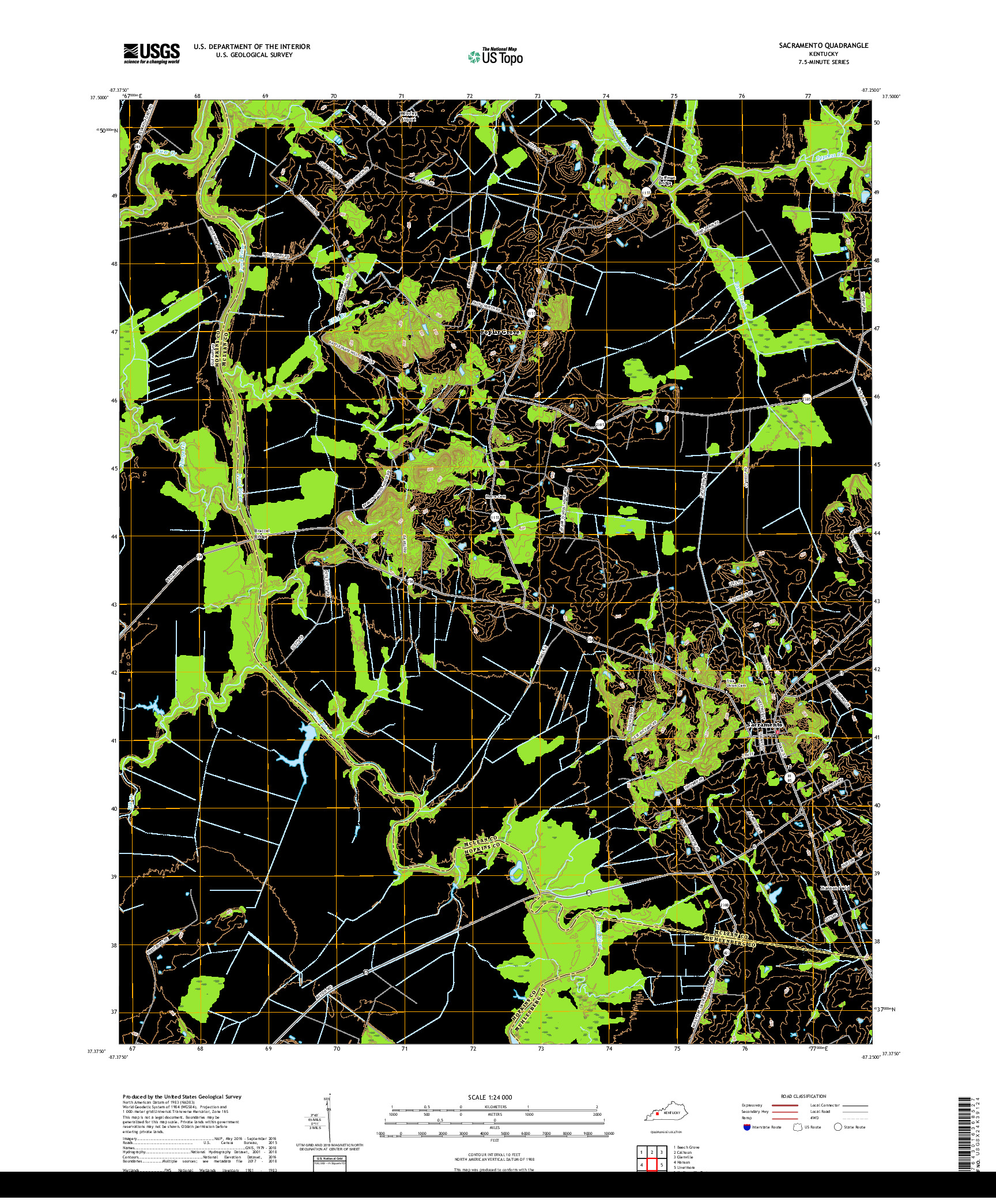 USGS US TOPO 7.5-MINUTE MAP FOR SACRAMENTO, KY 2019