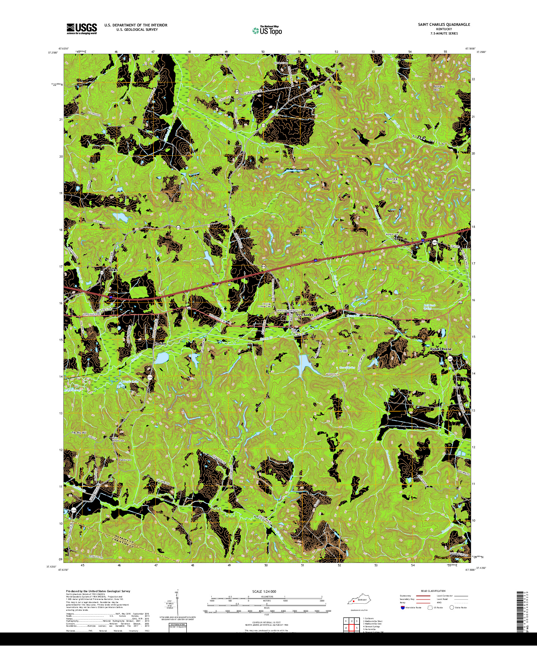 USGS US TOPO 7.5-MINUTE MAP FOR SAINT CHARLES, KY 2019