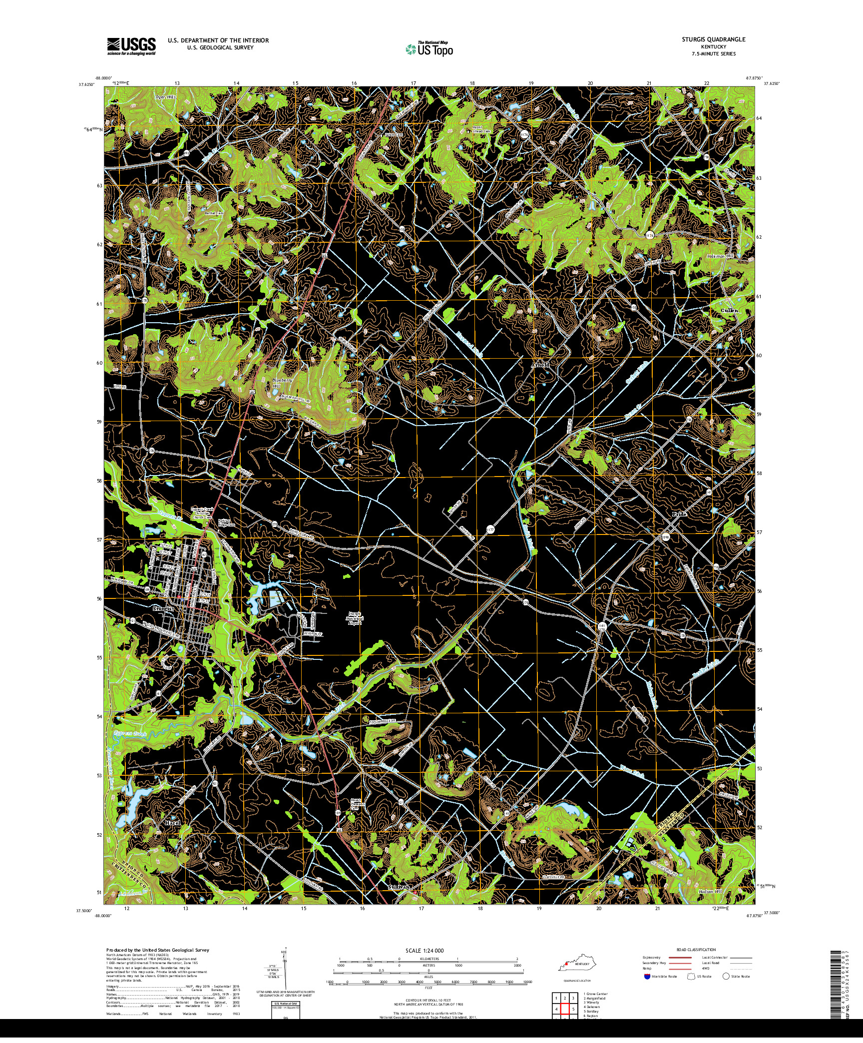 USGS US TOPO 7.5-MINUTE MAP FOR STURGIS, KY 2019