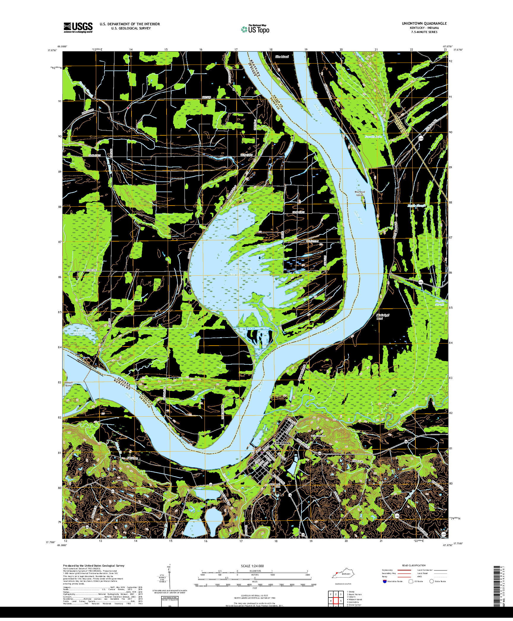 USGS US TOPO 7.5-MINUTE MAP FOR UNIONTOWN, KY,IN 2019