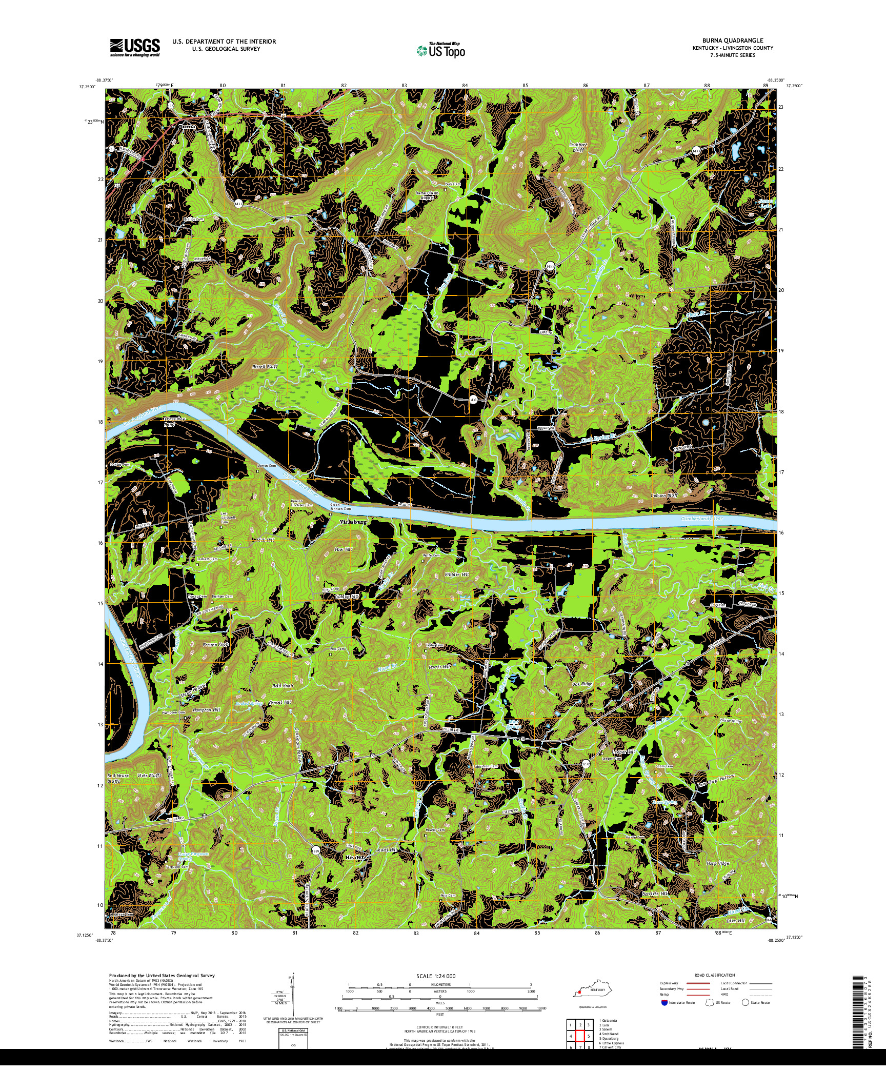 USGS US TOPO 7.5-MINUTE MAP FOR BURNA, KY 2019