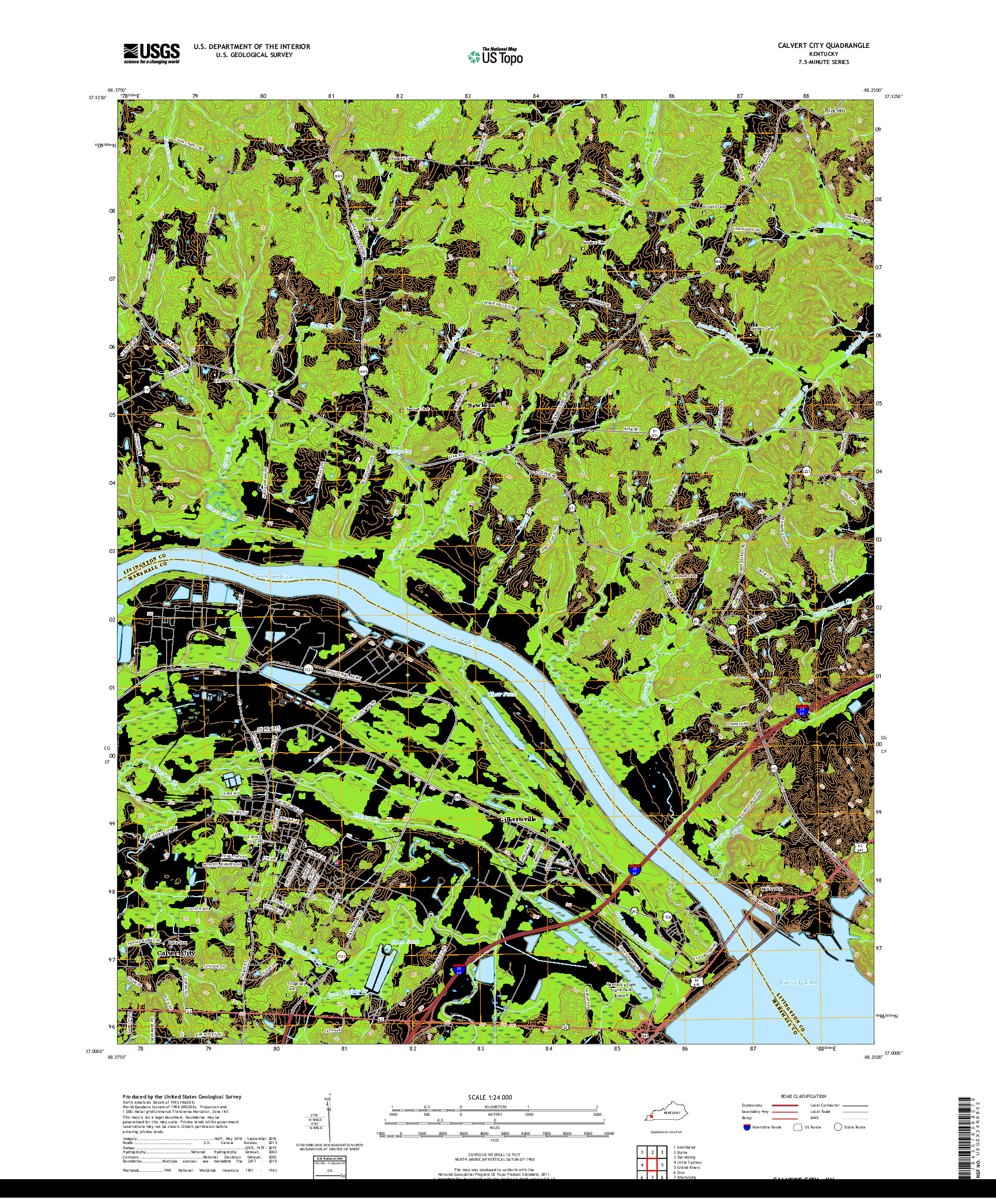 USGS US TOPO 7.5-MINUTE MAP FOR CALVERT CITY, KY 2019