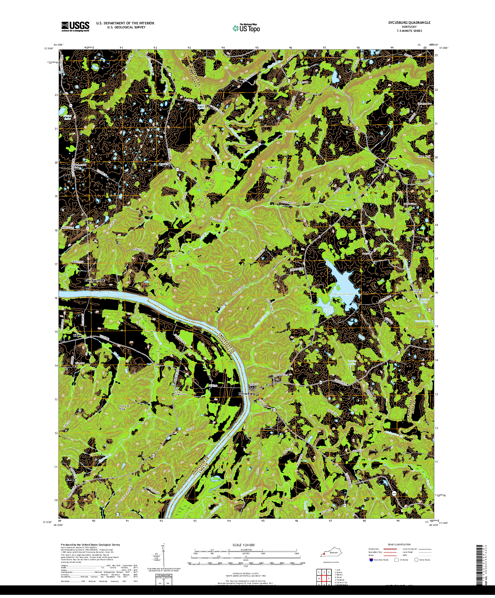 USGS US TOPO 7.5-MINUTE MAP FOR DYCUSBURG, KY 2019