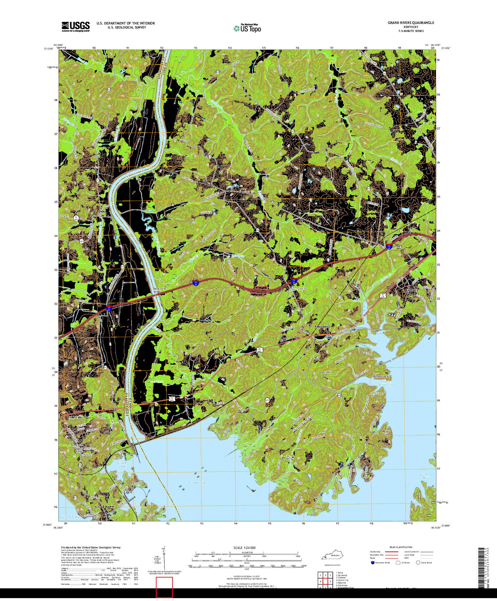 USGS US TOPO 7.5-MINUTE MAP FOR GRAND RIVERS, KY 2019