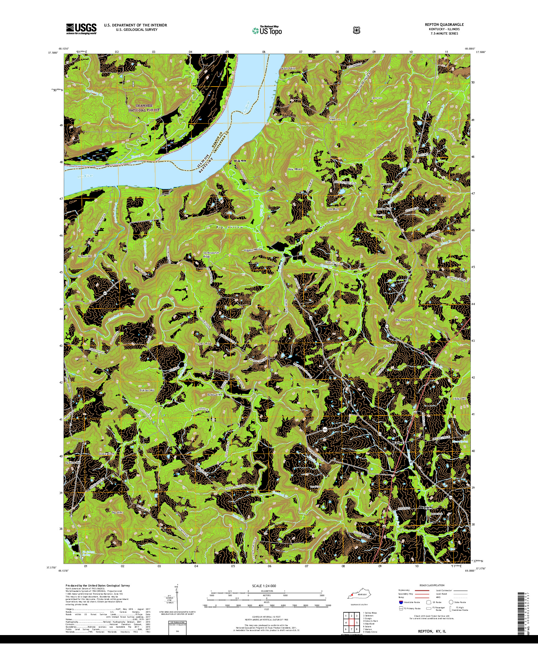 USGS US TOPO 7.5-MINUTE MAP FOR REPTON, KY,IL 2019