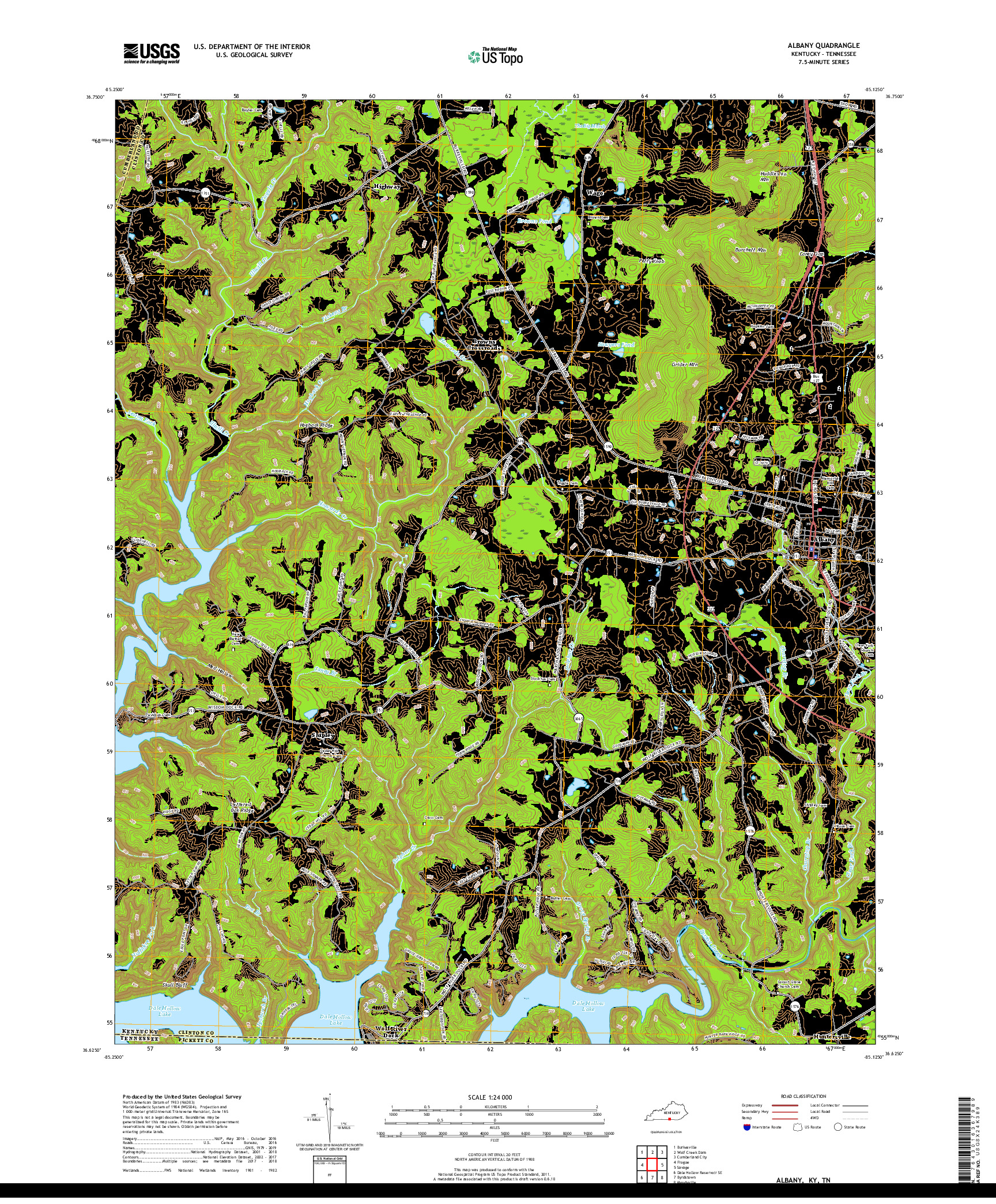 USGS US TOPO 7.5-MINUTE MAP FOR ALBANY, KY,TN 2019