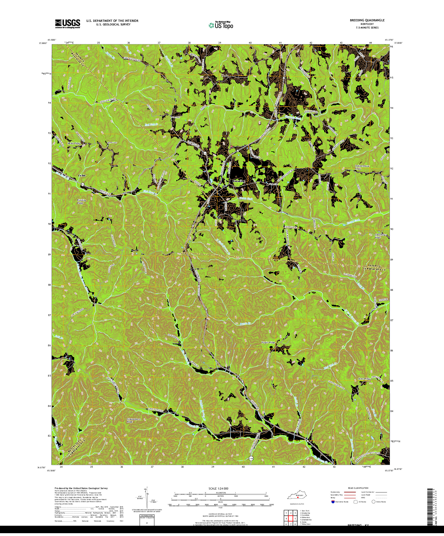 USGS US TOPO 7.5-MINUTE MAP FOR BREEDING, KY 2019