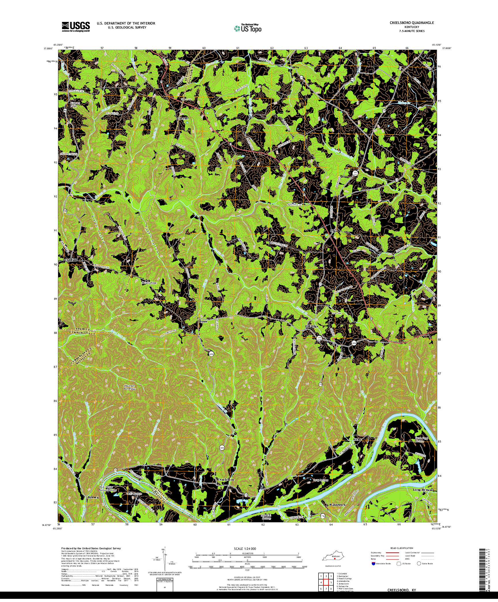 USGS US TOPO 7.5-MINUTE MAP FOR CREELSBORO, KY 2019