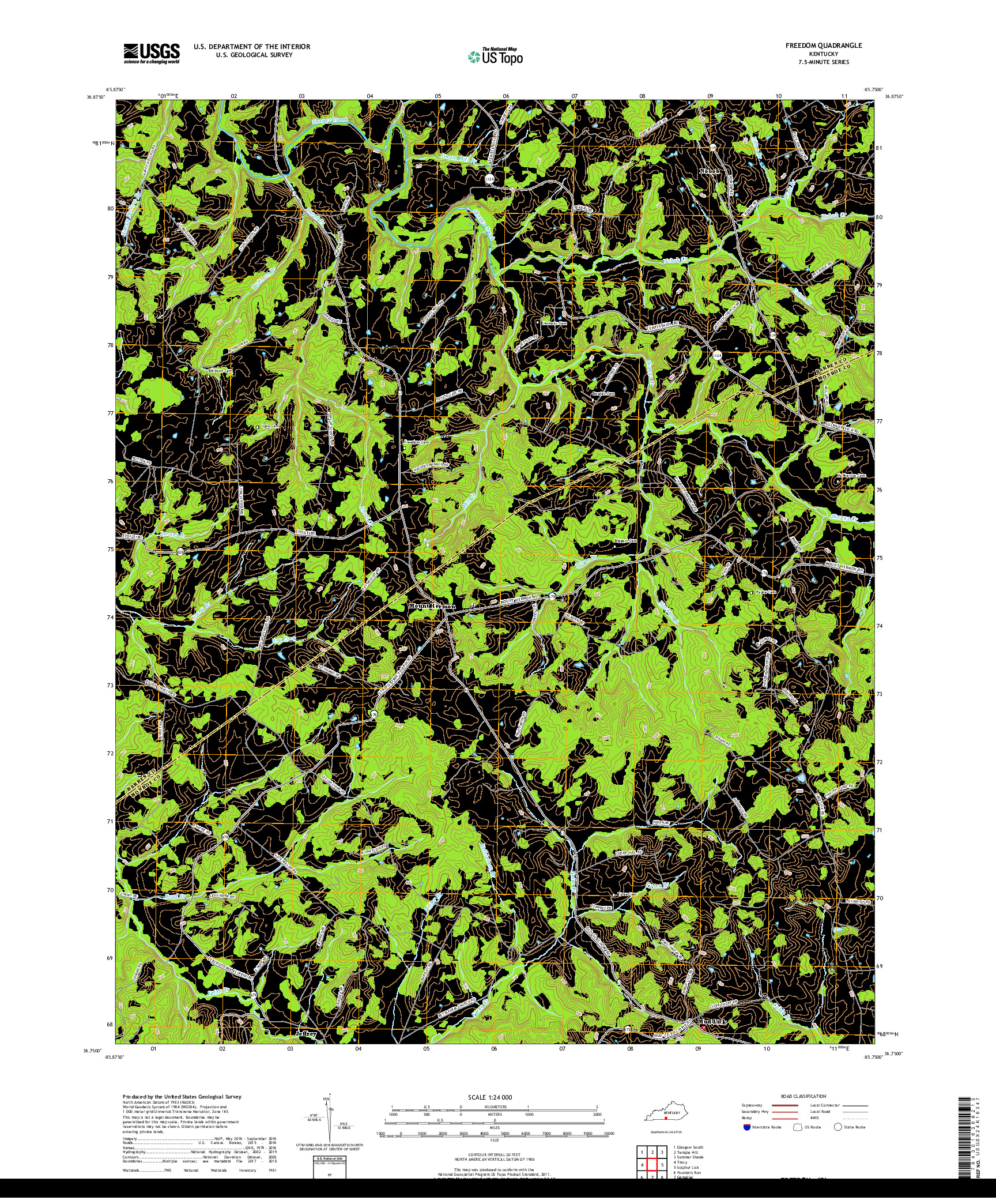 USGS US TOPO 7.5-MINUTE MAP FOR FREEDOM, KY 2019