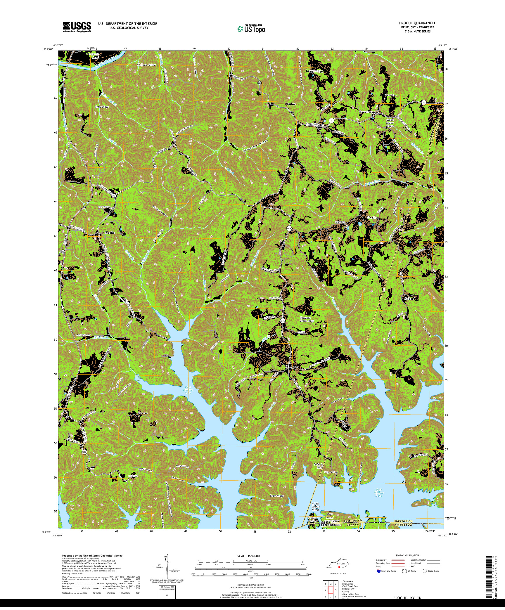 USGS US TOPO 7.5-MINUTE MAP FOR FROGUE, KY,TN 2019