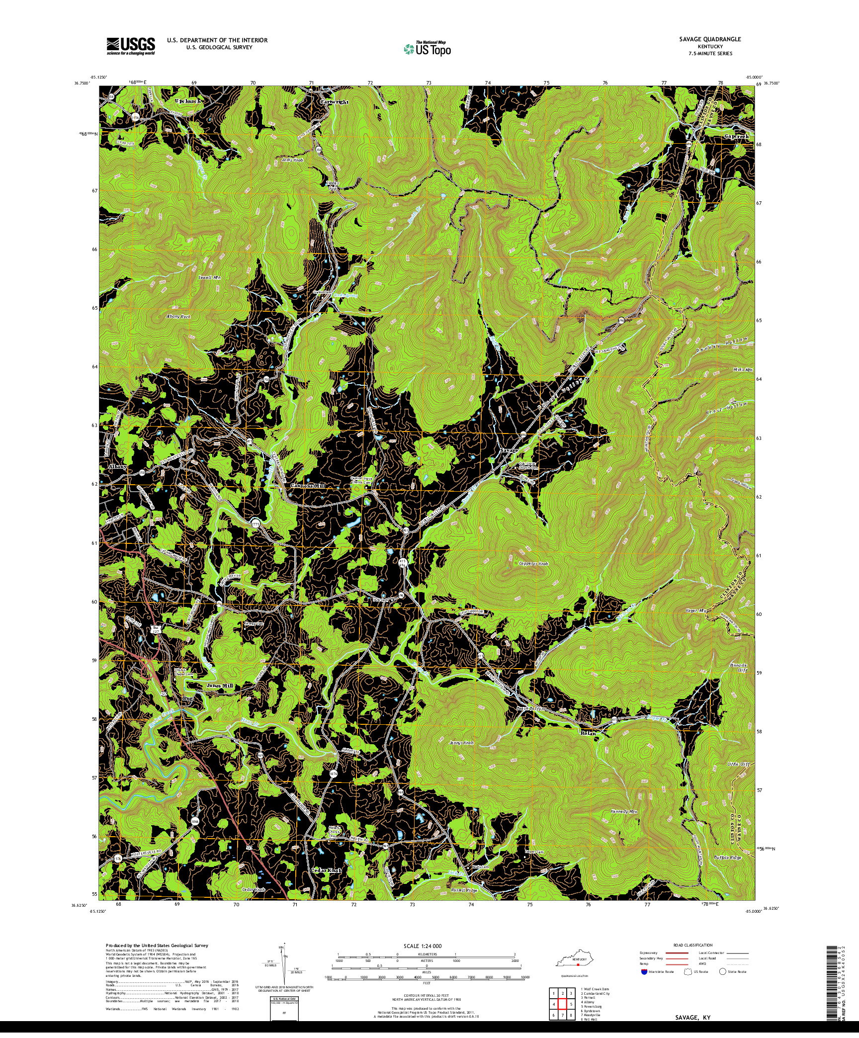 USGS US TOPO 7.5-MINUTE MAP FOR SAVAGE, KY 2019