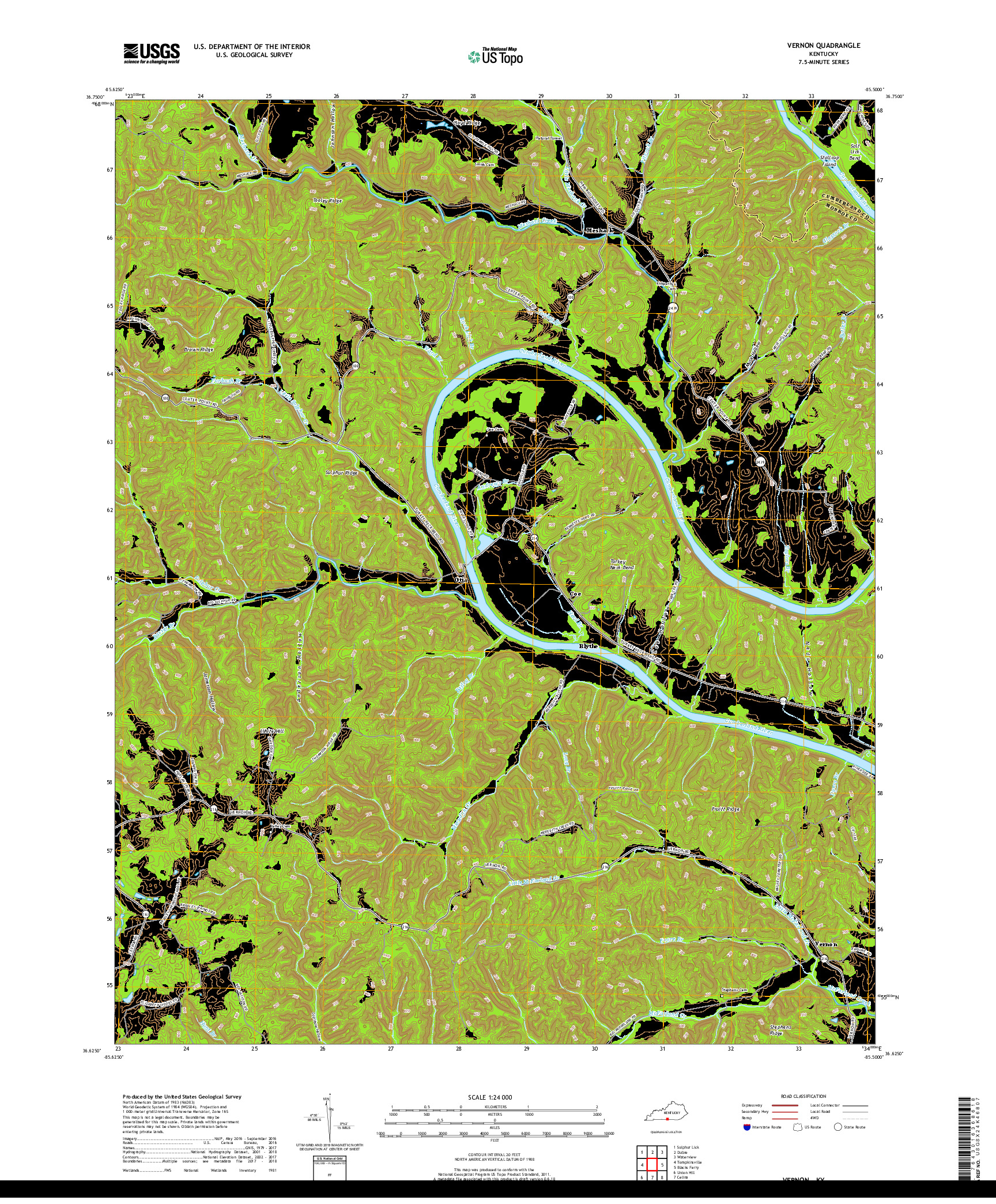 USGS US TOPO 7.5-MINUTE MAP FOR VERNON, KY 2019