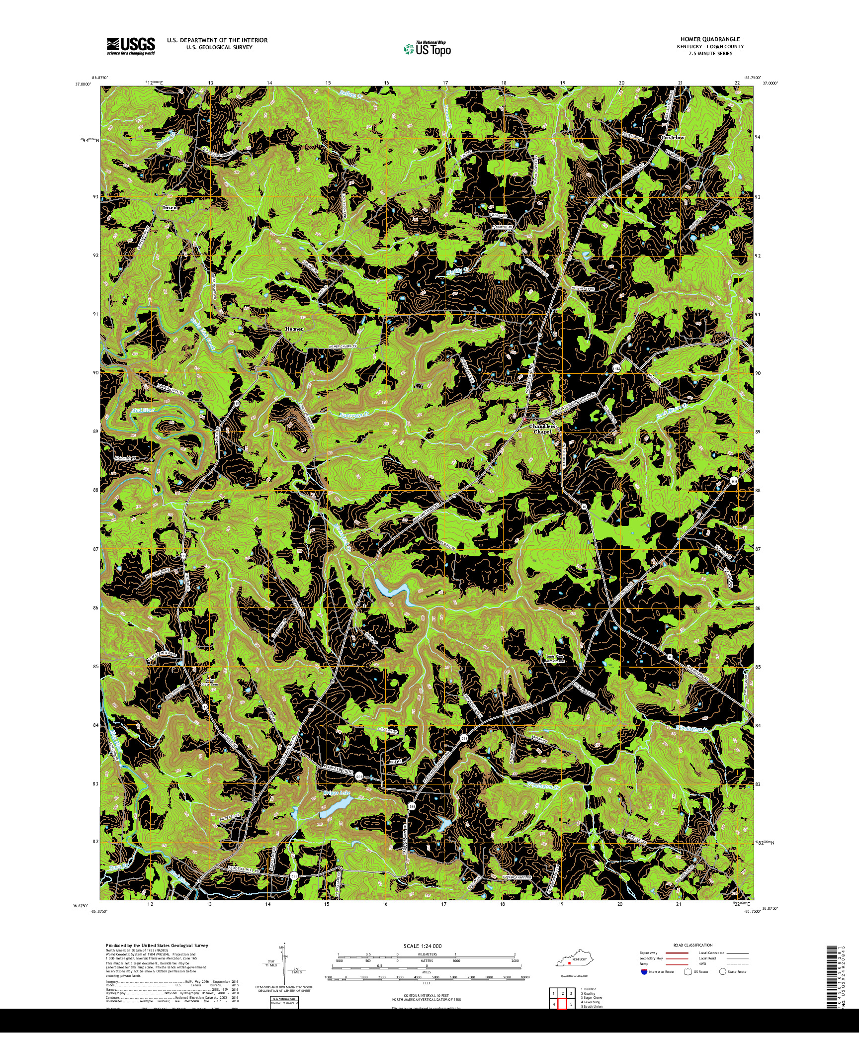 USGS US TOPO 7.5-MINUTE MAP FOR HOMER, KY 2019