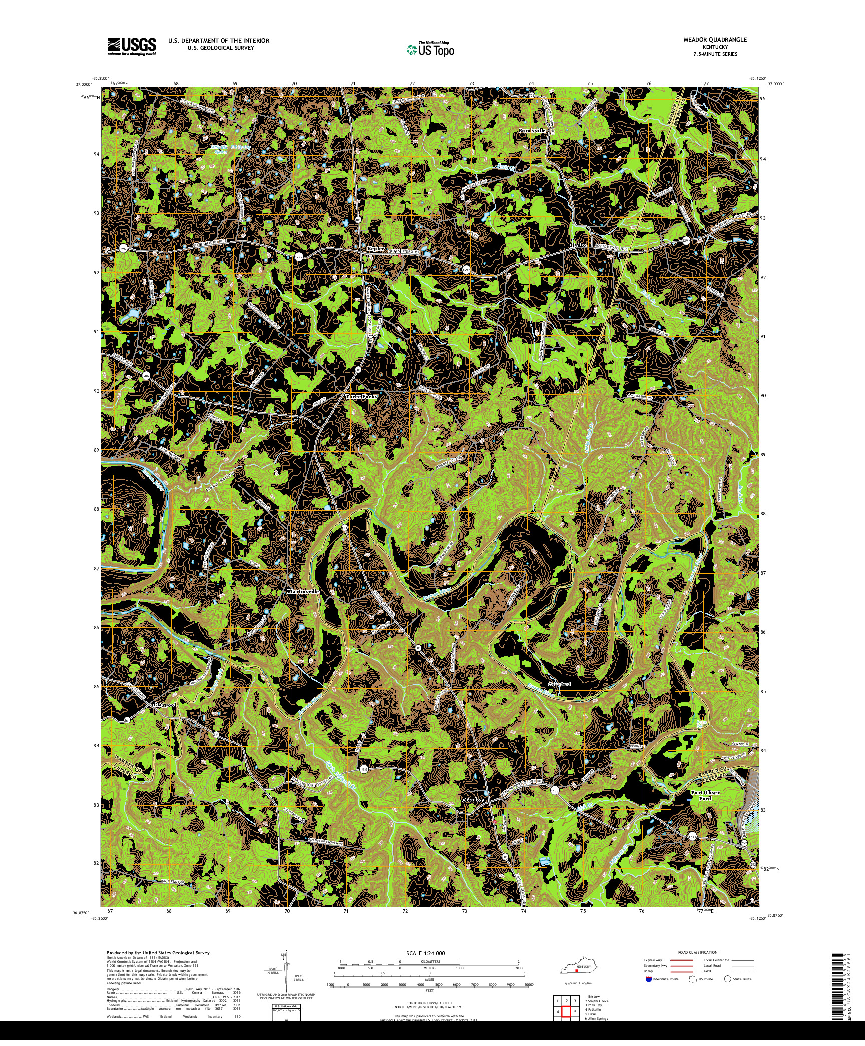 USGS US TOPO 7.5-MINUTE MAP FOR MEADOR, KY 2019