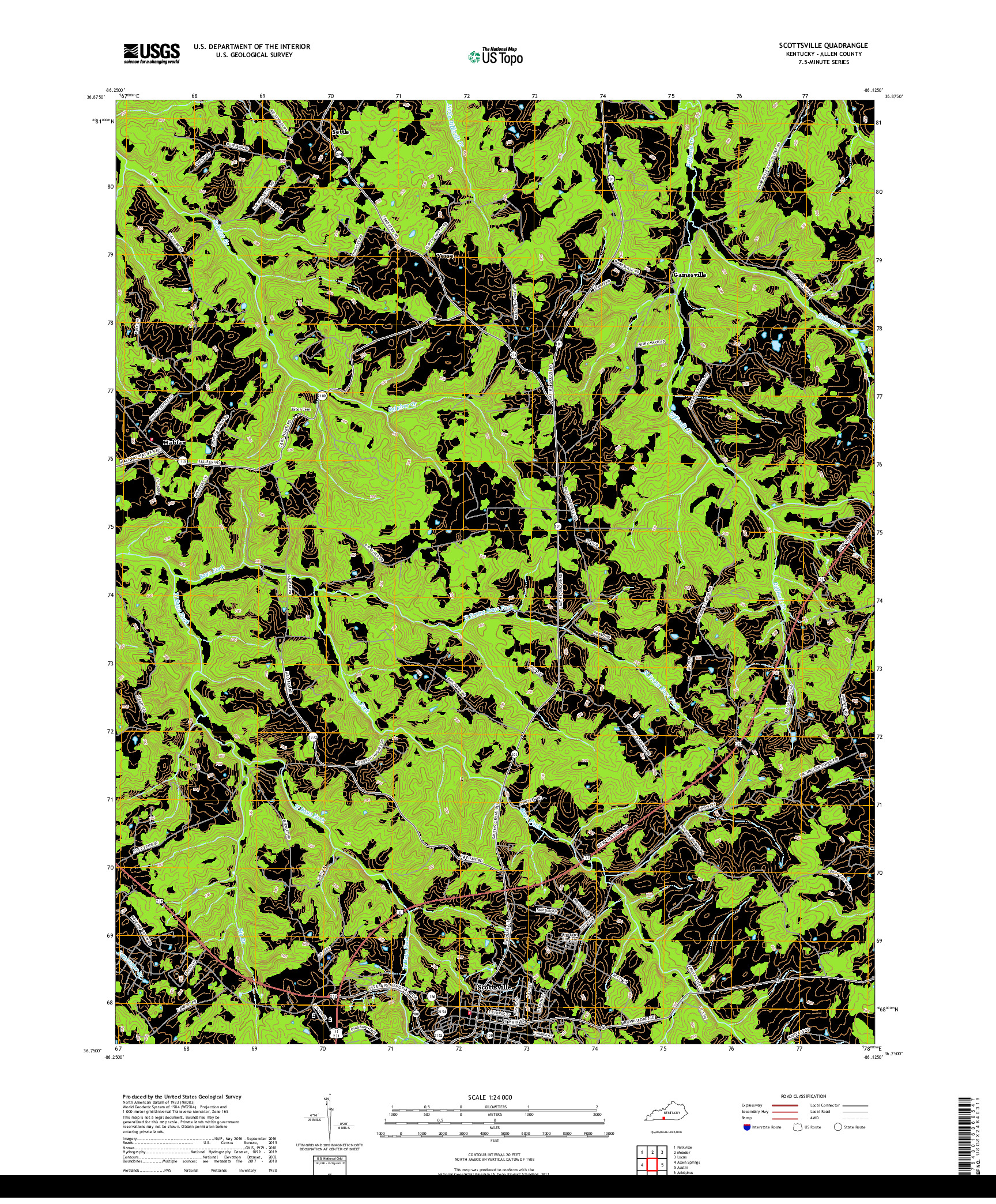 USGS US TOPO 7.5-MINUTE MAP FOR SCOTTSVILLE, KY 2019