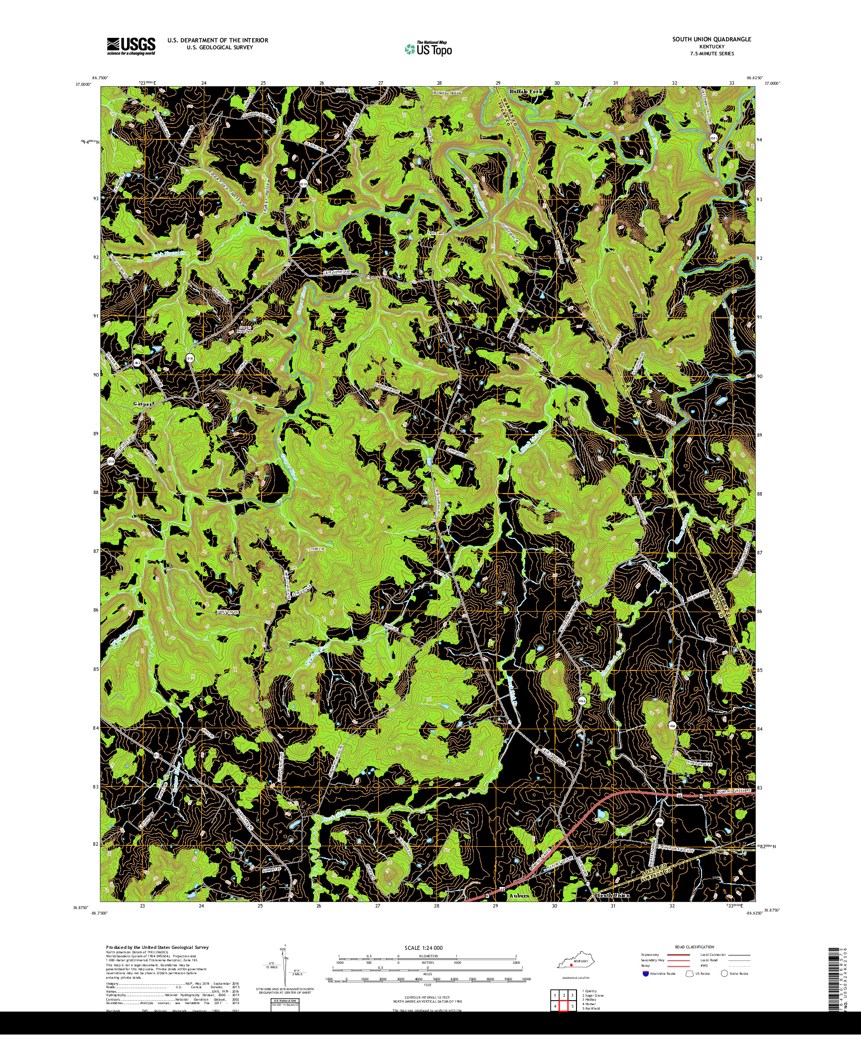 USGS US TOPO 7.5-MINUTE MAP FOR SOUTH UNION, KY 2019