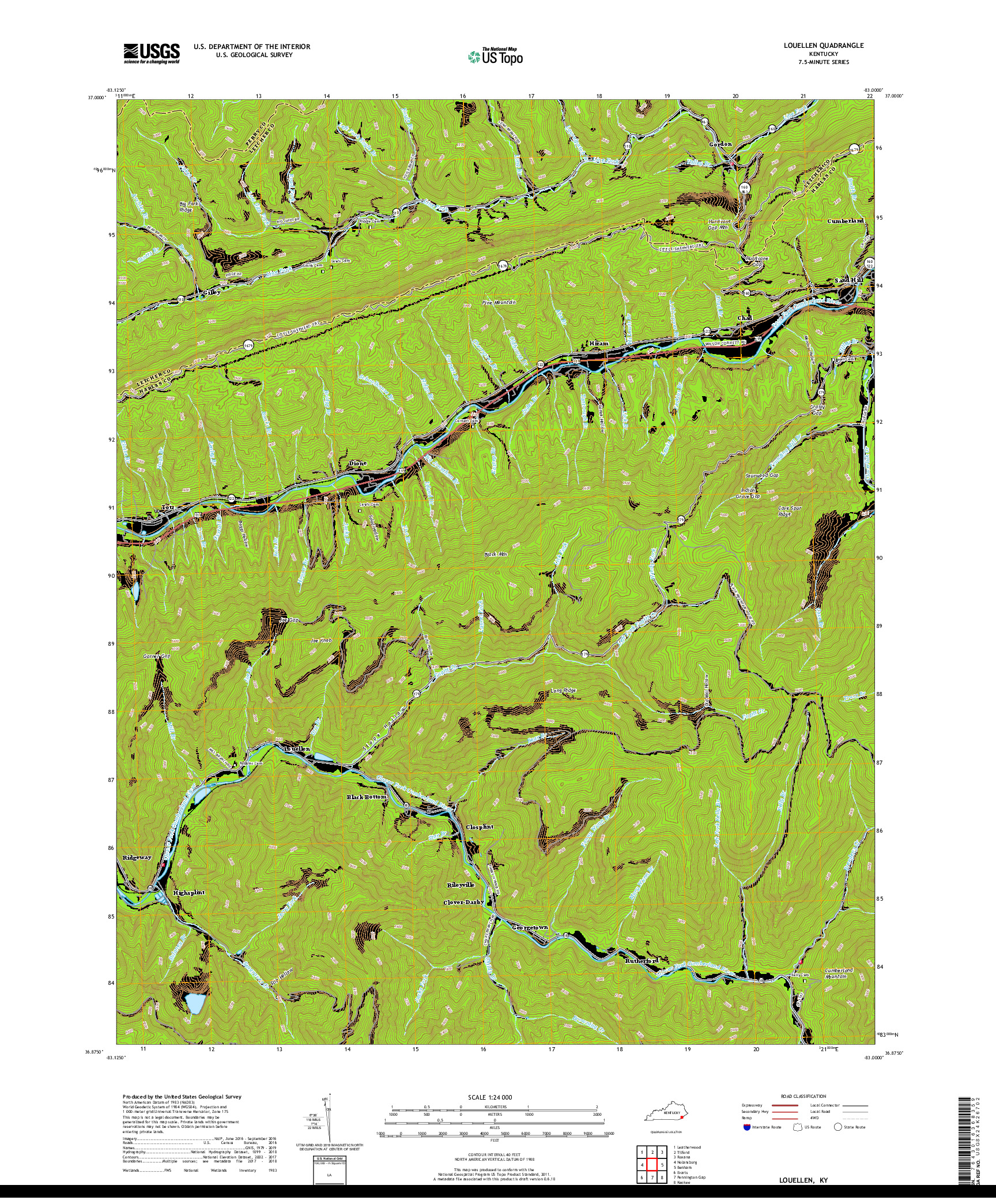 USGS US TOPO 7.5-MINUTE MAP FOR LOUELLEN, KY 2019