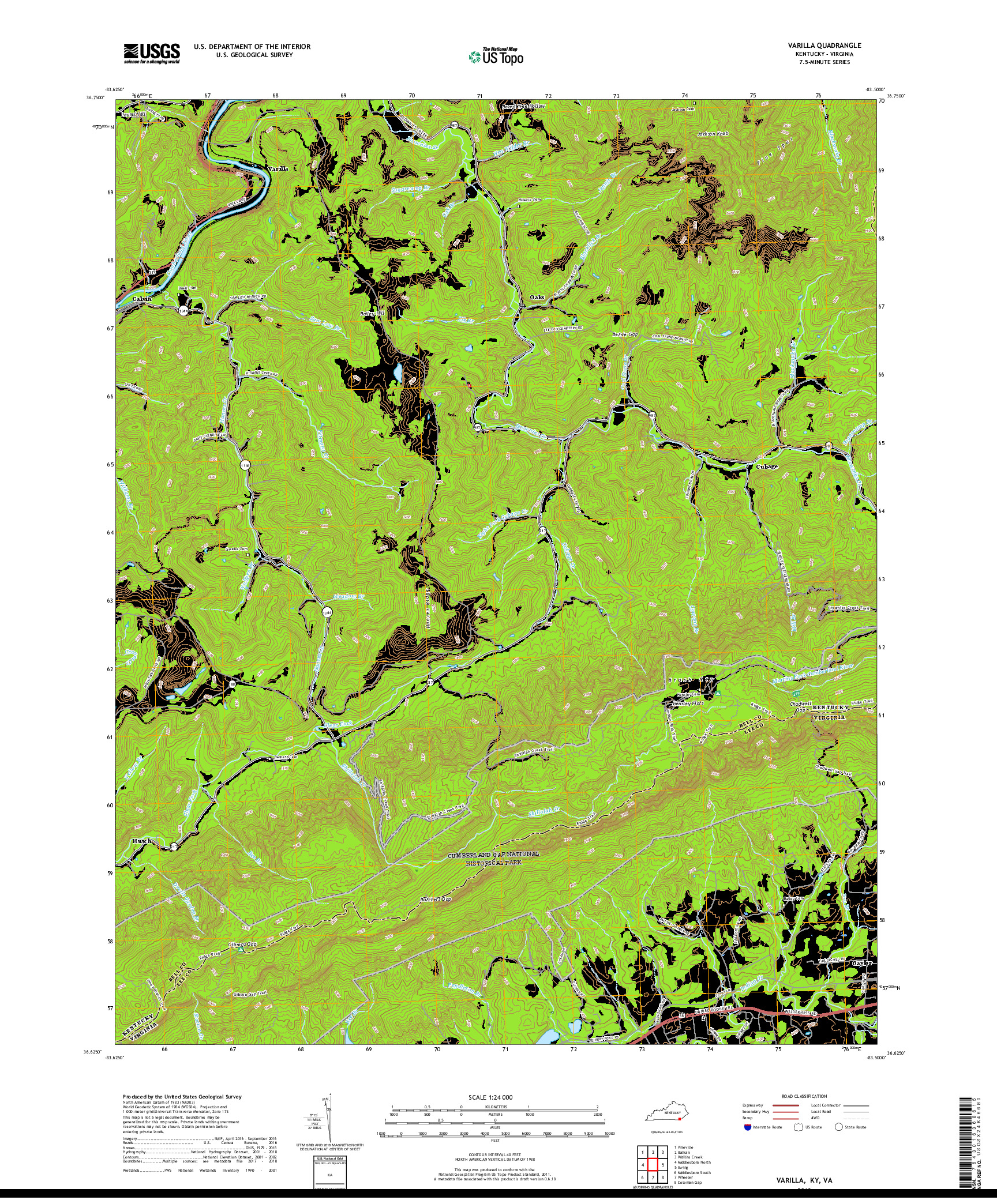 USGS US TOPO 7.5-MINUTE MAP FOR VARILLA, KY,VA 2019