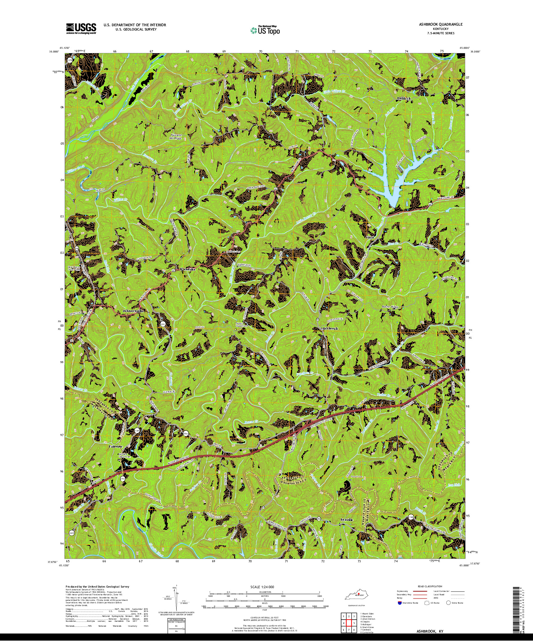 USGS US TOPO 7.5-MINUTE MAP FOR ASHBROOK, KY 2019