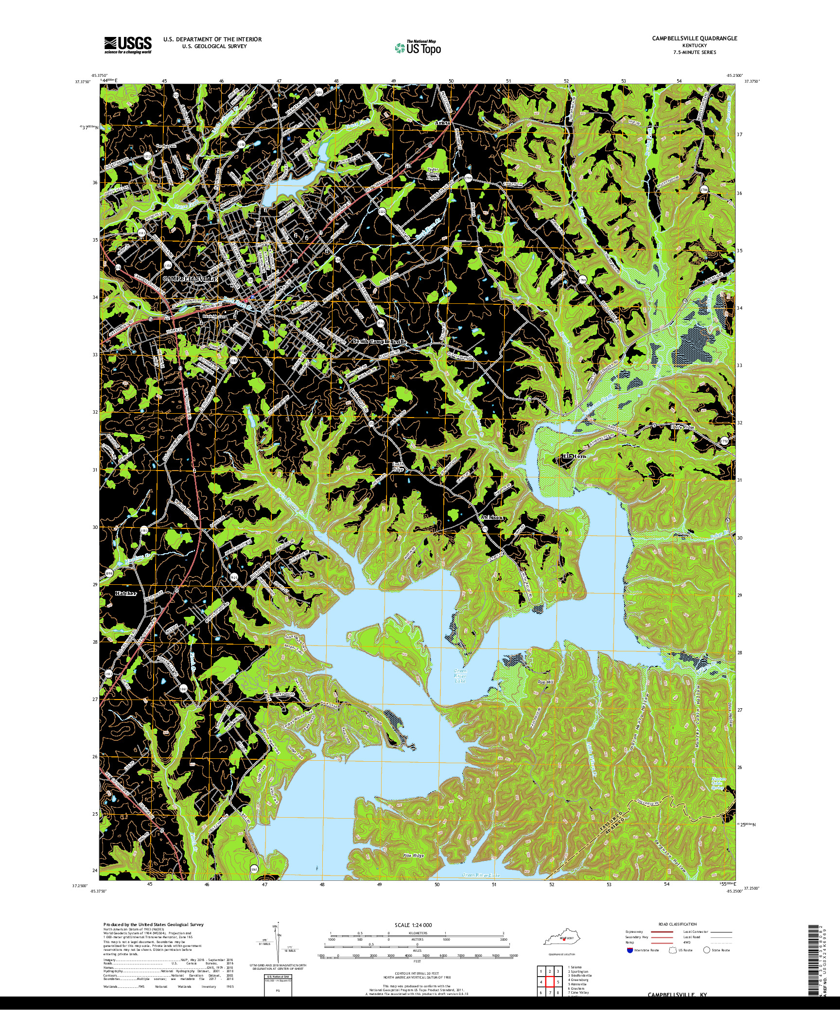 USGS US TOPO 7.5-MINUTE MAP FOR CAMPBELLSVILLE, KY 2019