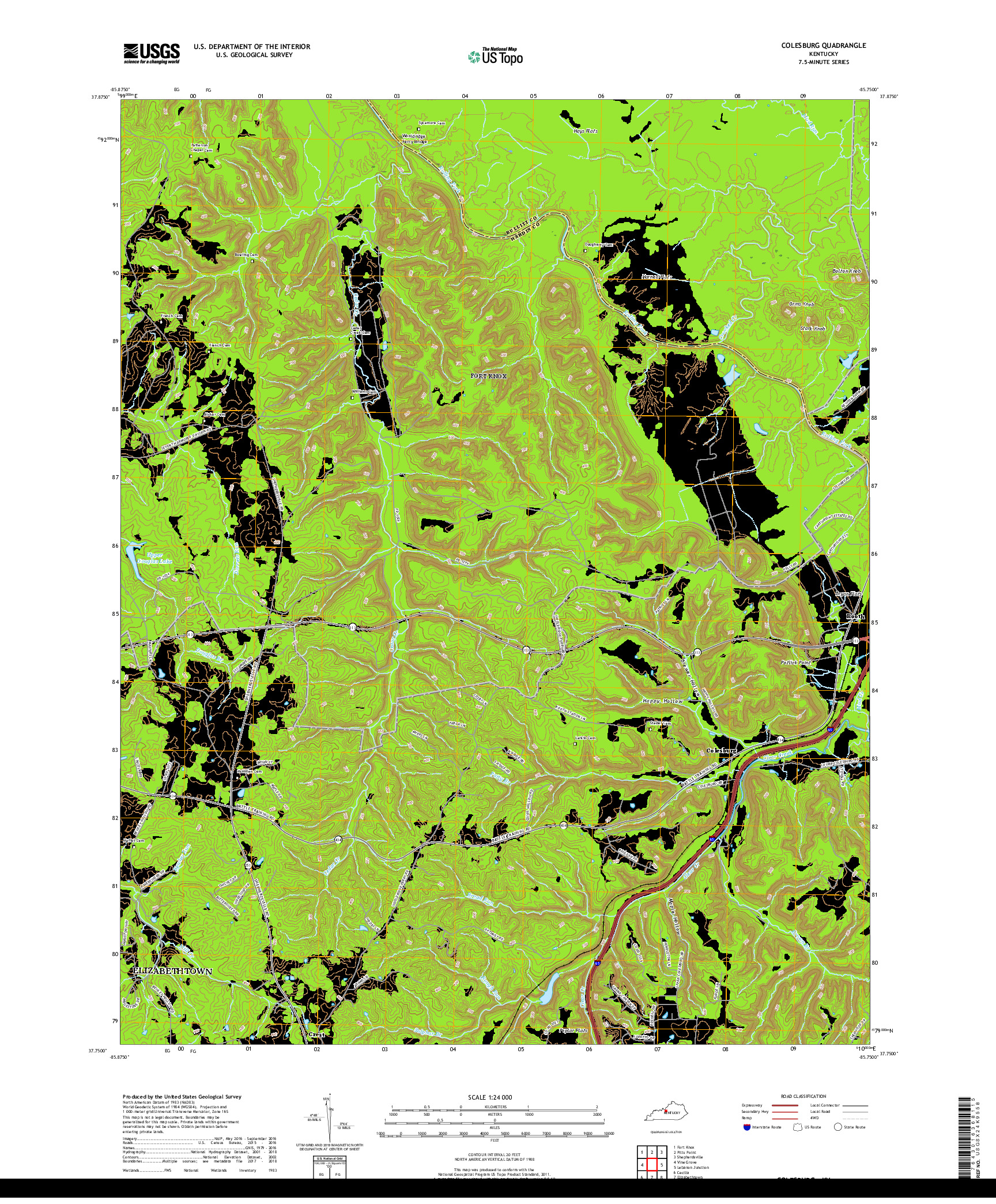 USGS US TOPO 7.5-MINUTE MAP FOR COLESBURG, KY 2019