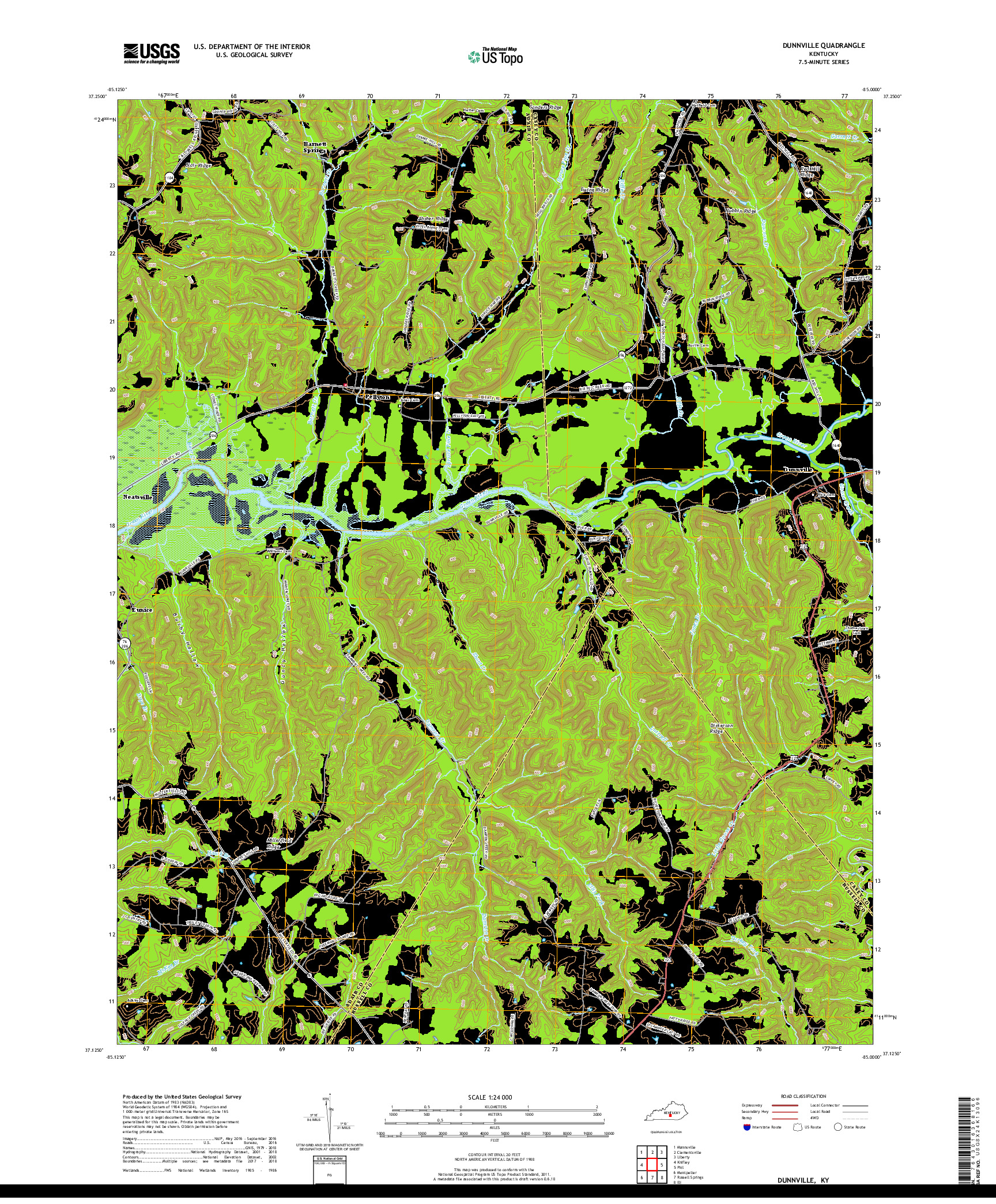 USGS US TOPO 7.5-MINUTE MAP FOR DUNNVILLE, KY 2019