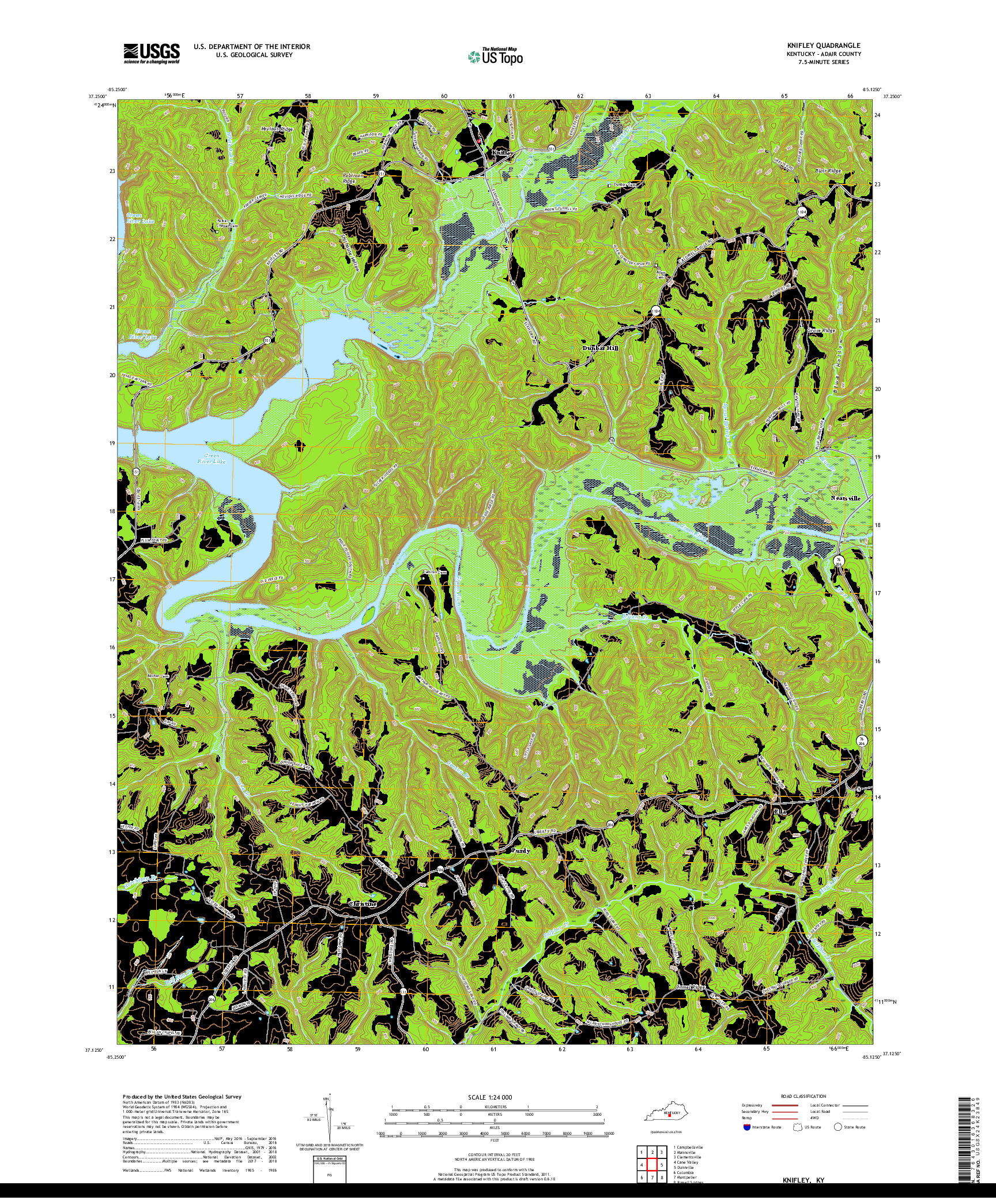 USGS US TOPO 7.5-MINUTE MAP FOR KNIFLEY, KY 2019