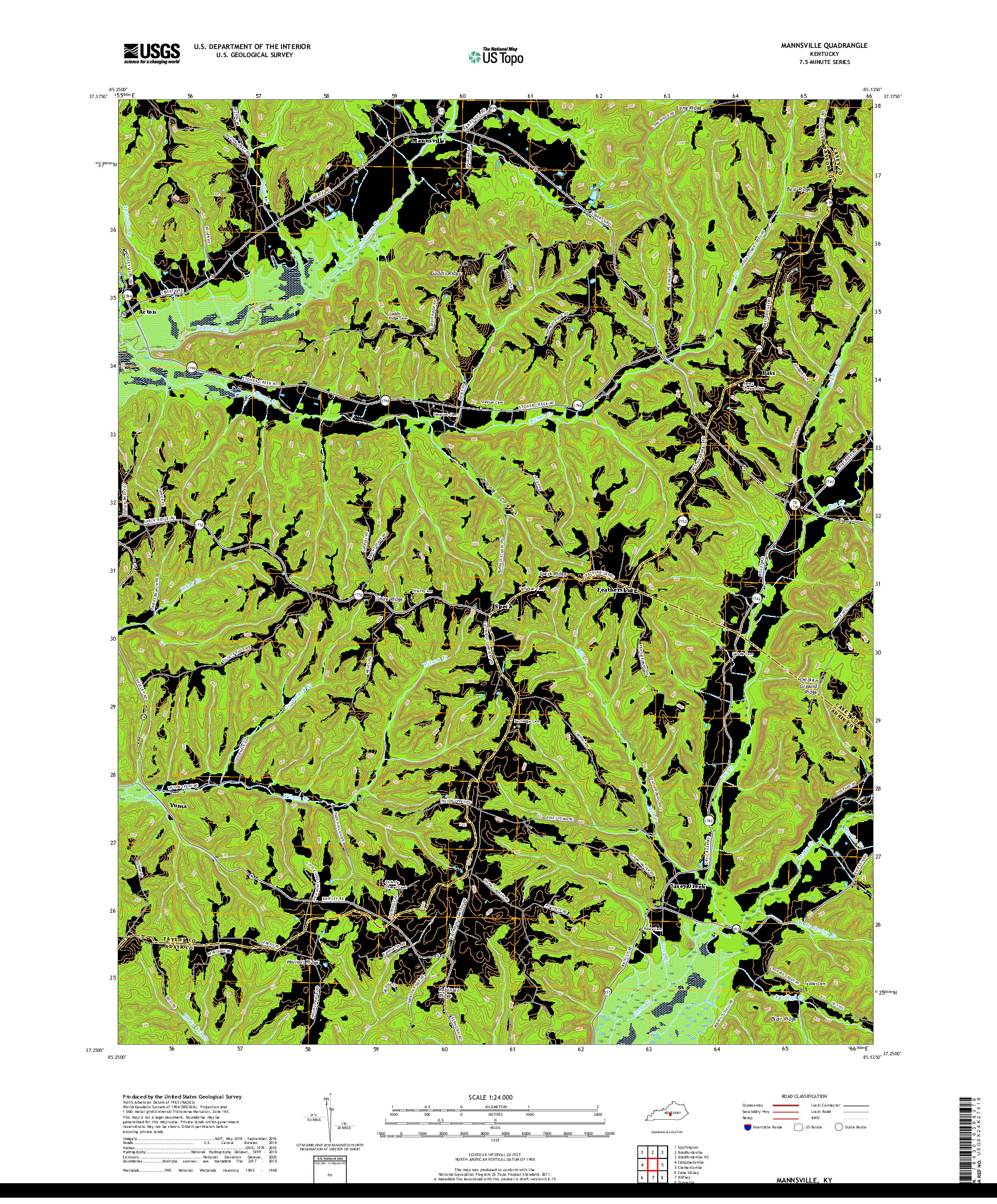 USGS US TOPO 7.5-MINUTE MAP FOR MANNSVILLE, KY 2019