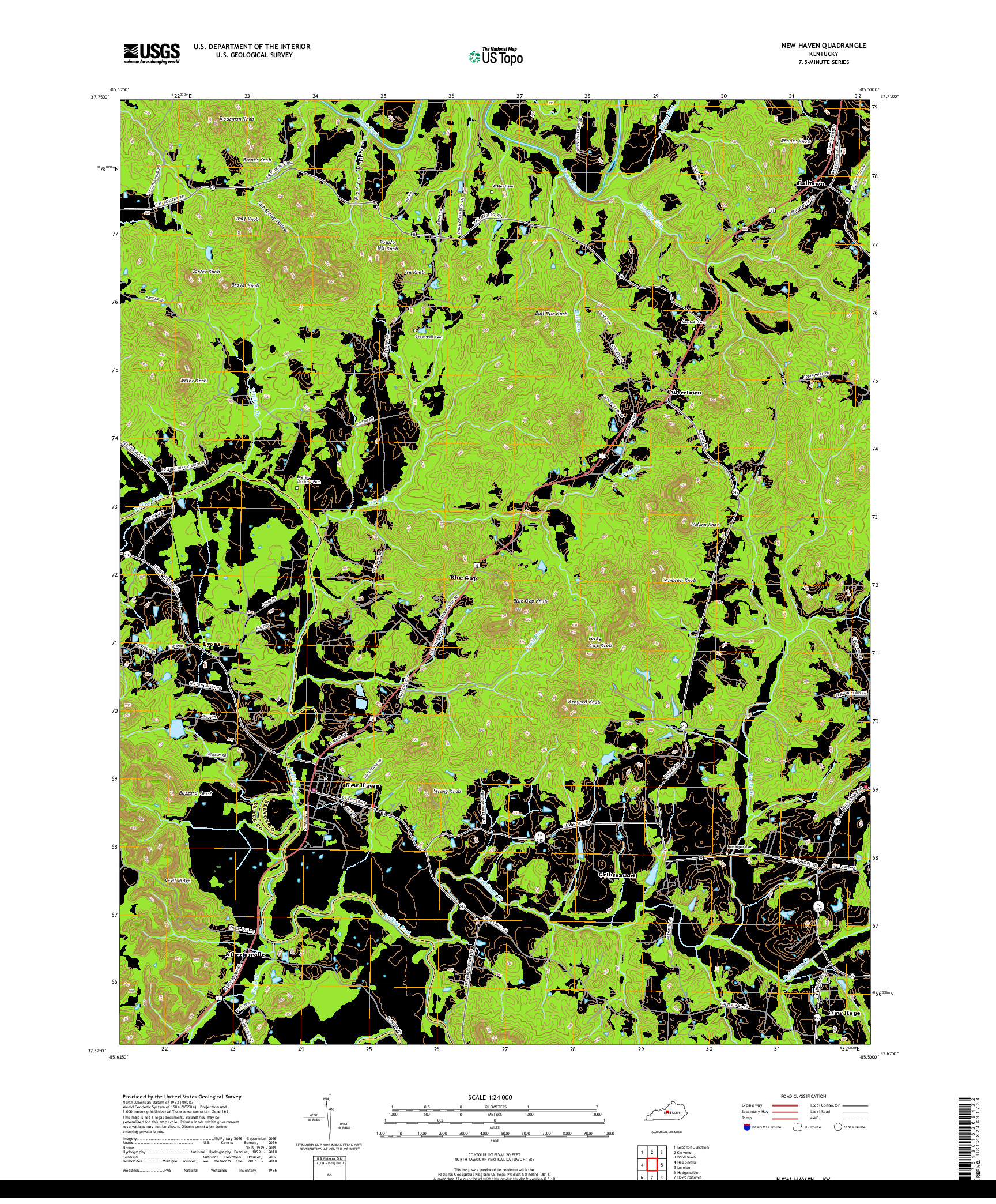 USGS US TOPO 7.5-MINUTE MAP FOR NEW HAVEN, KY 2019