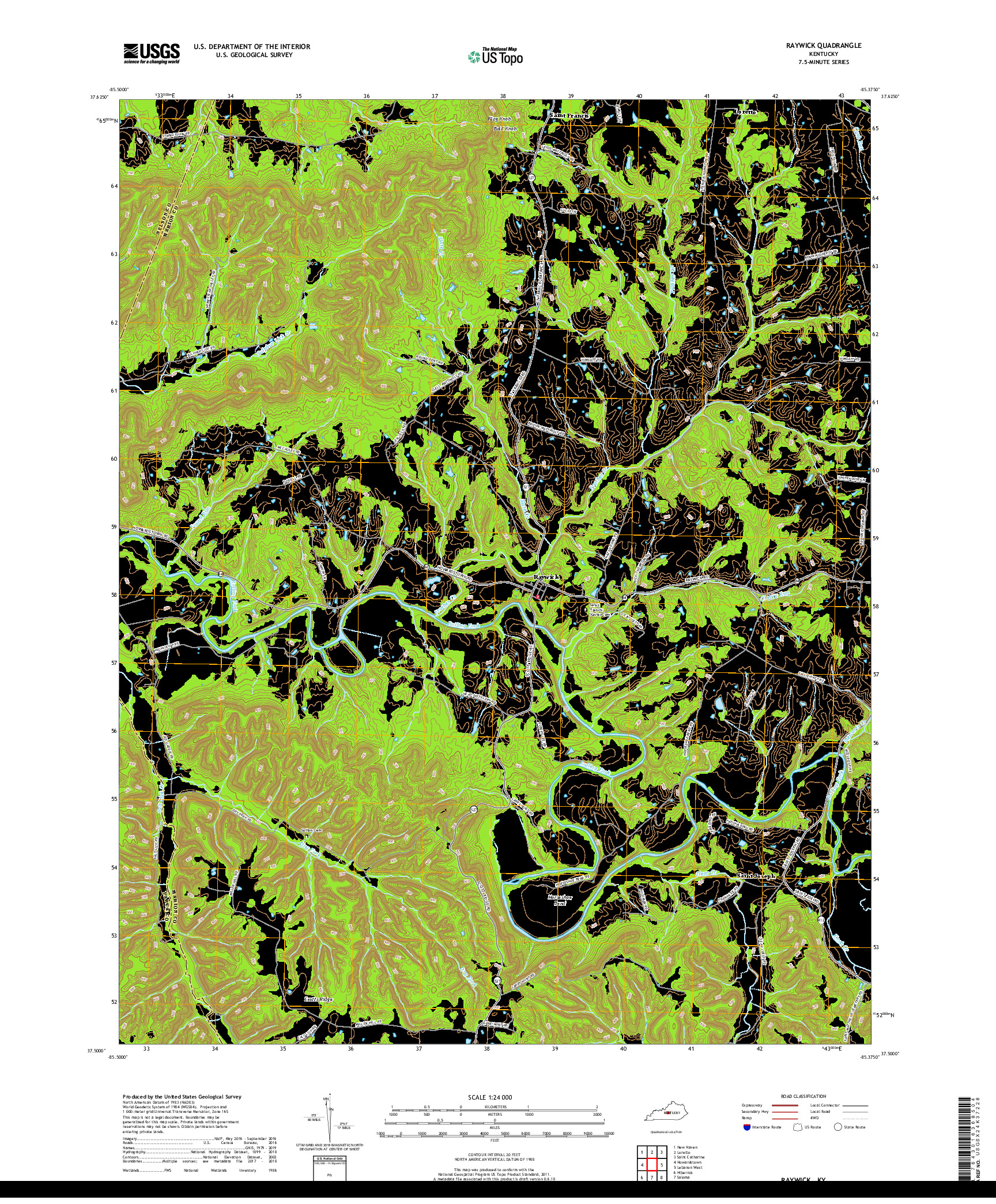 USGS US TOPO 7.5-MINUTE MAP FOR RAYWICK, KY 2019