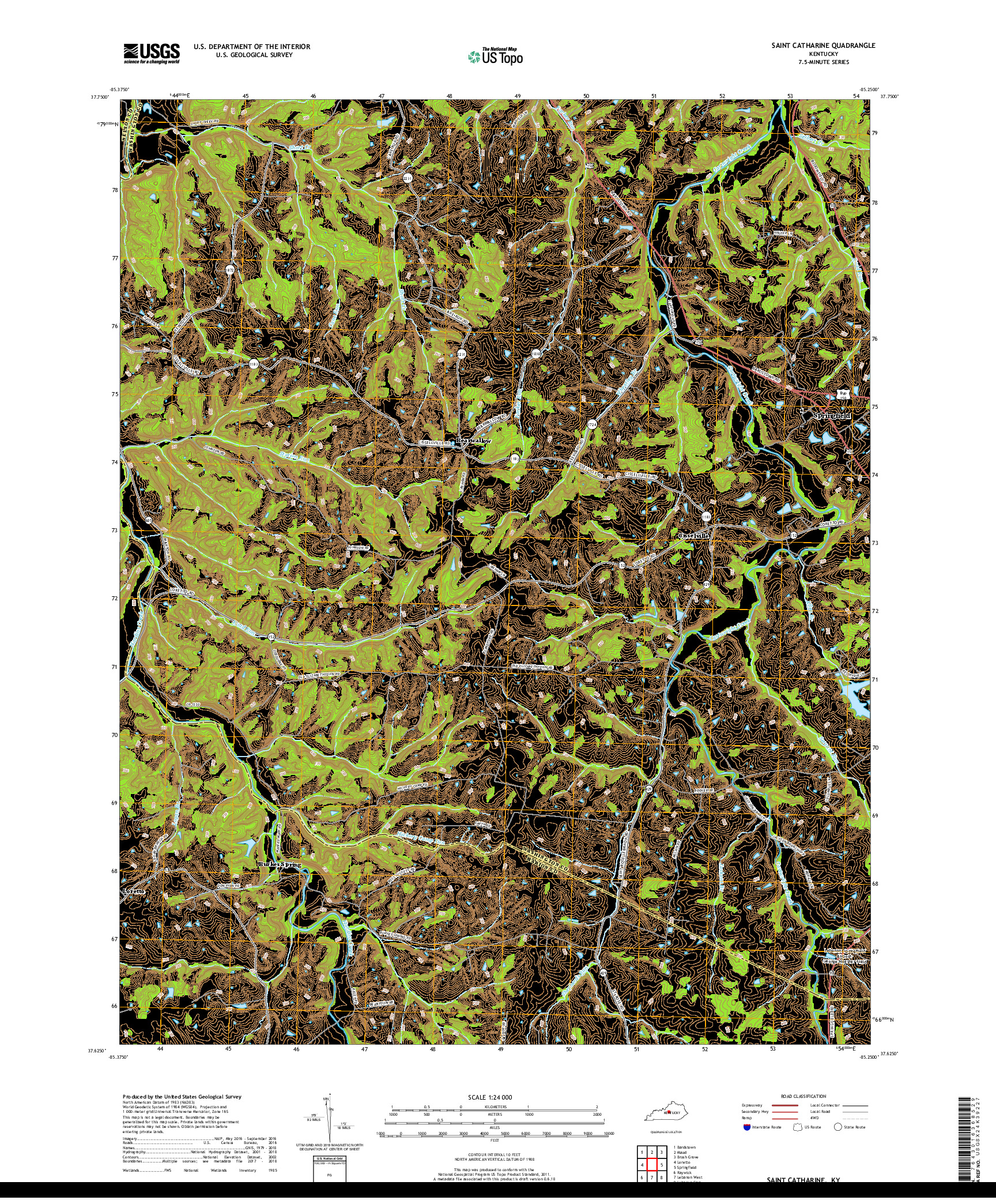USGS US TOPO 7.5-MINUTE MAP FOR SAINT CATHARINE, KY 2019