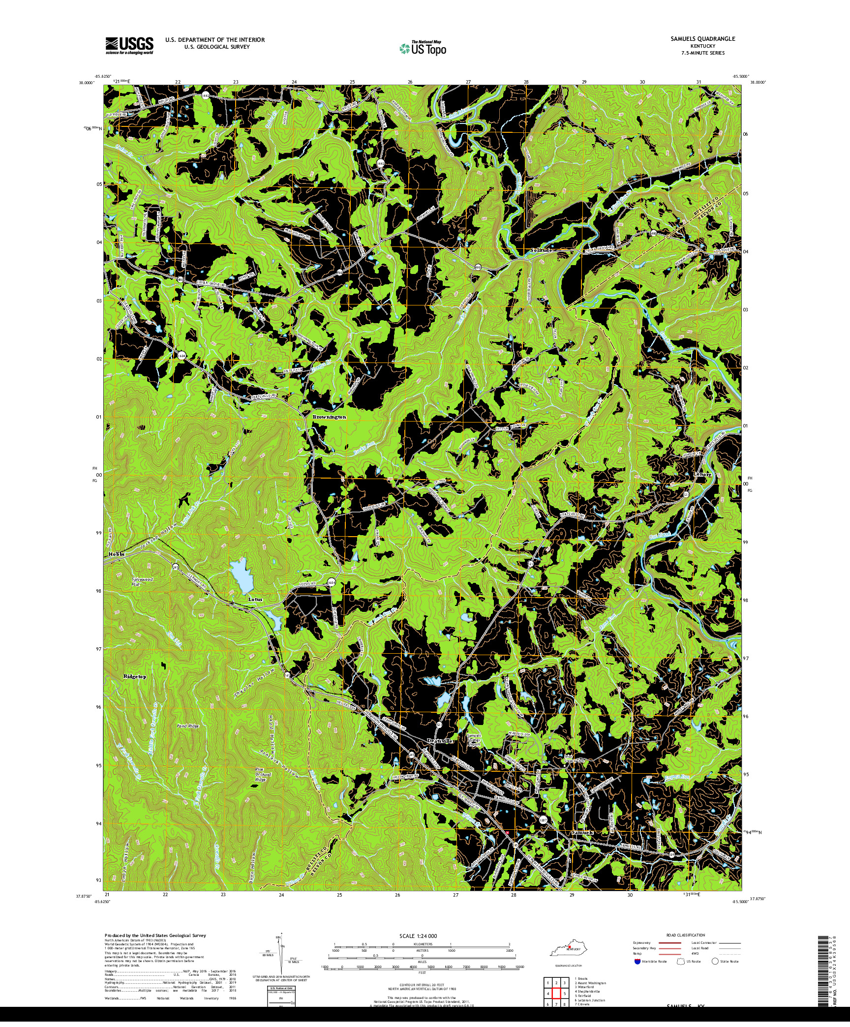 USGS US TOPO 7.5-MINUTE MAP FOR SAMUELS, KY 2019