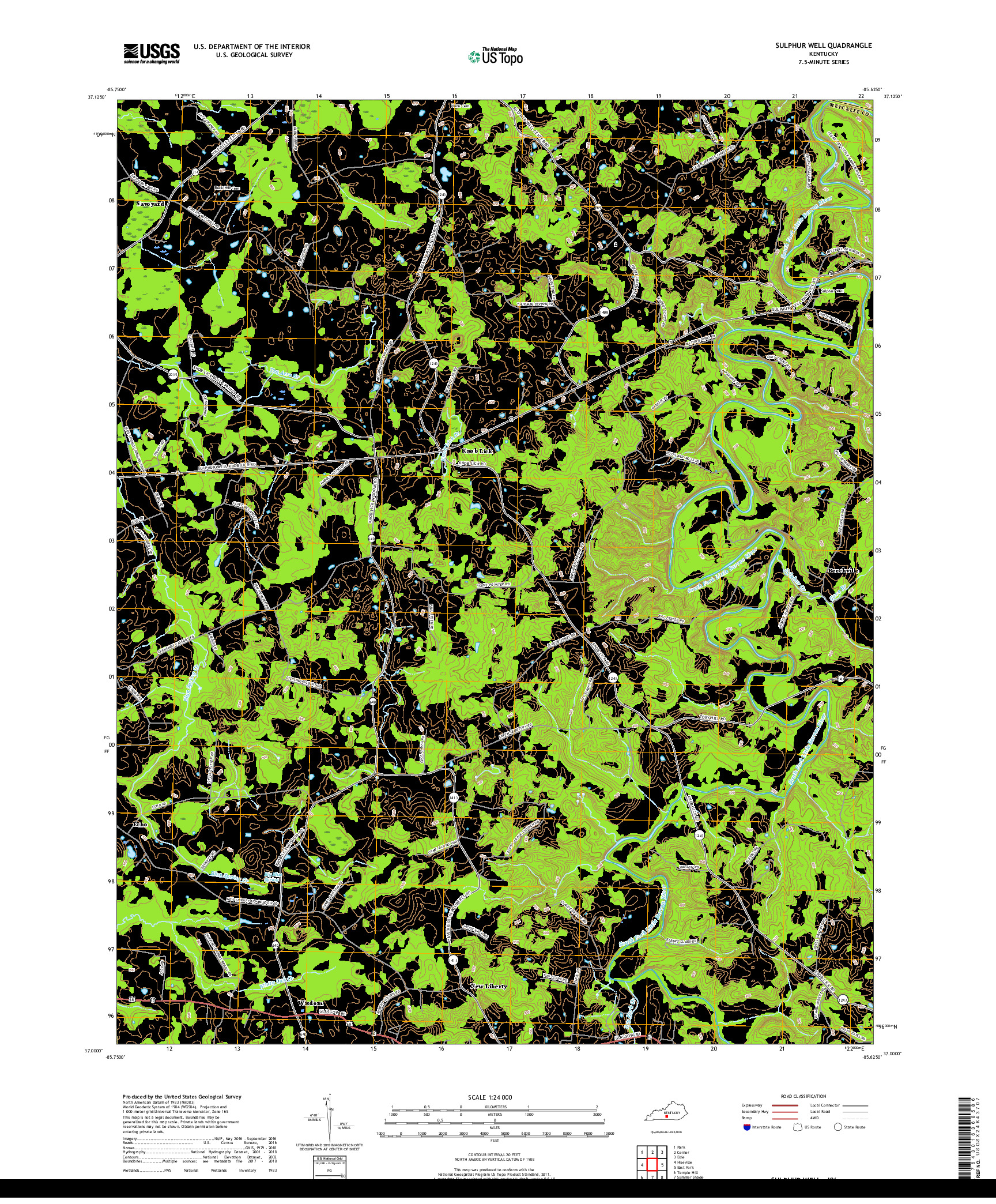 USGS US TOPO 7.5-MINUTE MAP FOR SULPHUR WELL, KY 2019