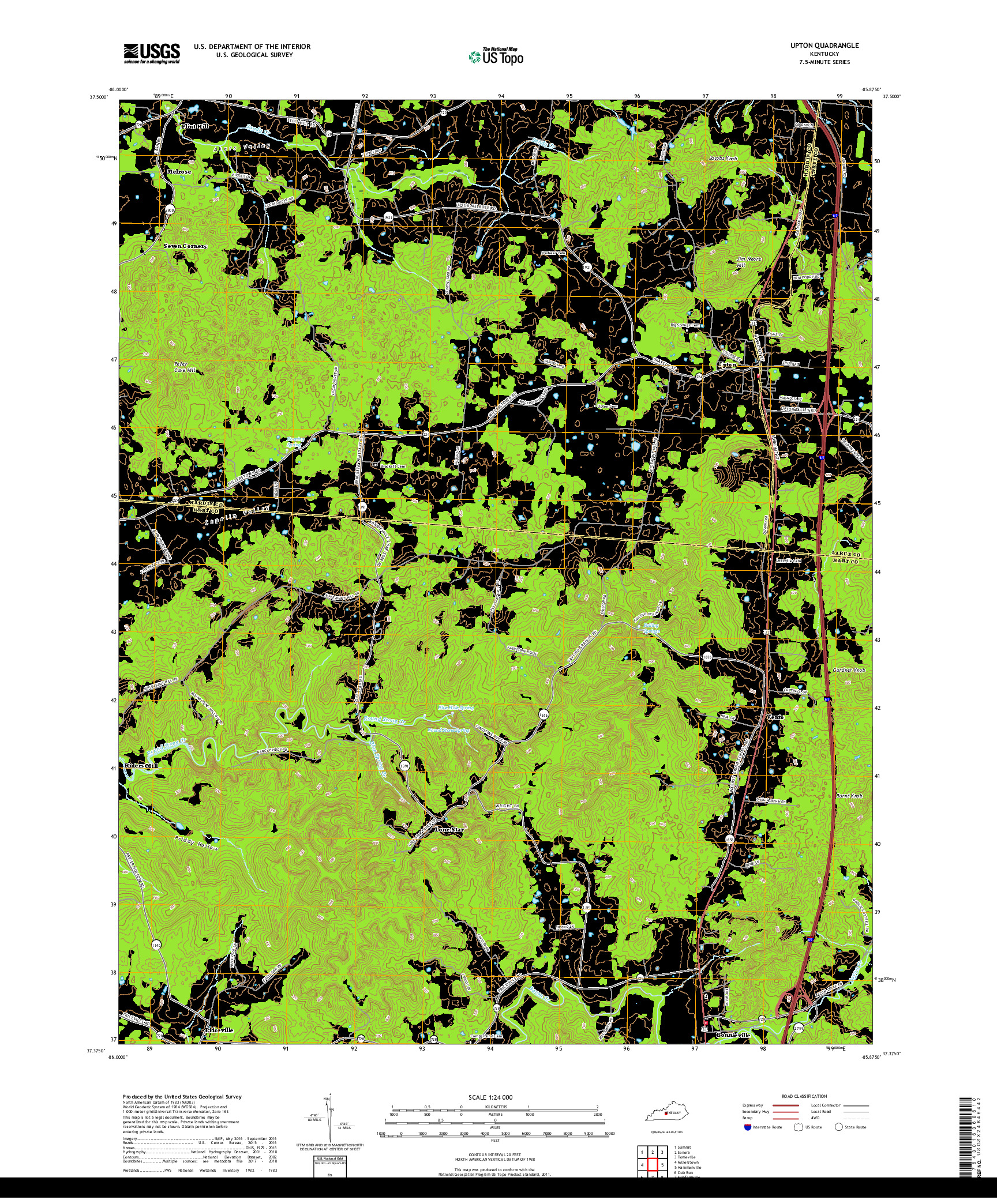 USGS US TOPO 7.5-MINUTE MAP FOR UPTON, KY 2019