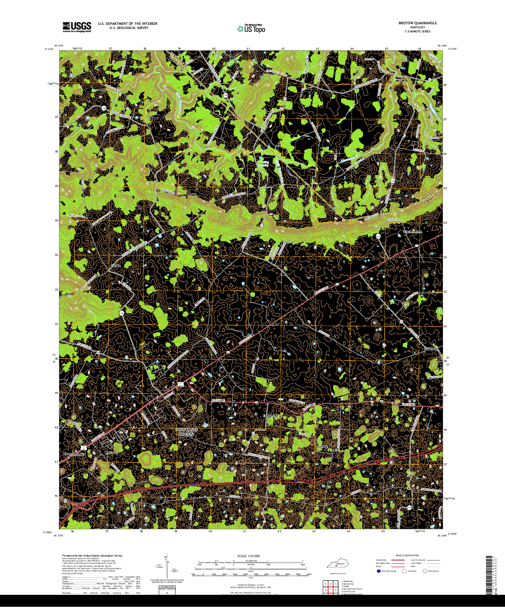 USGS US TOPO 7.5-MINUTE MAP FOR BRISTOW, KY 2019