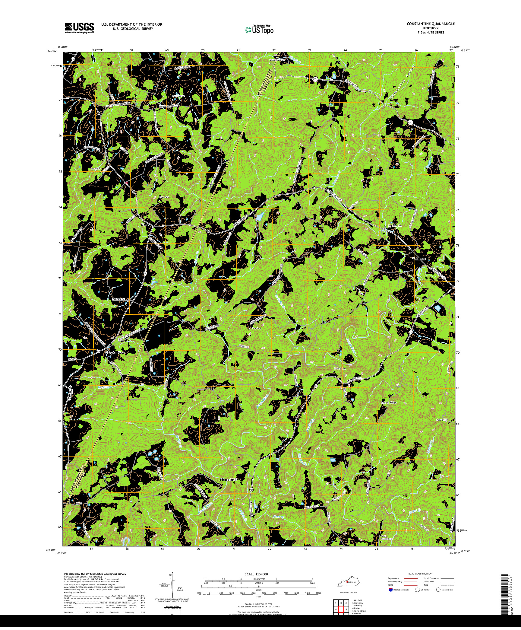 USGS US TOPO 7.5-MINUTE MAP FOR CONSTANTINE, KY 2019