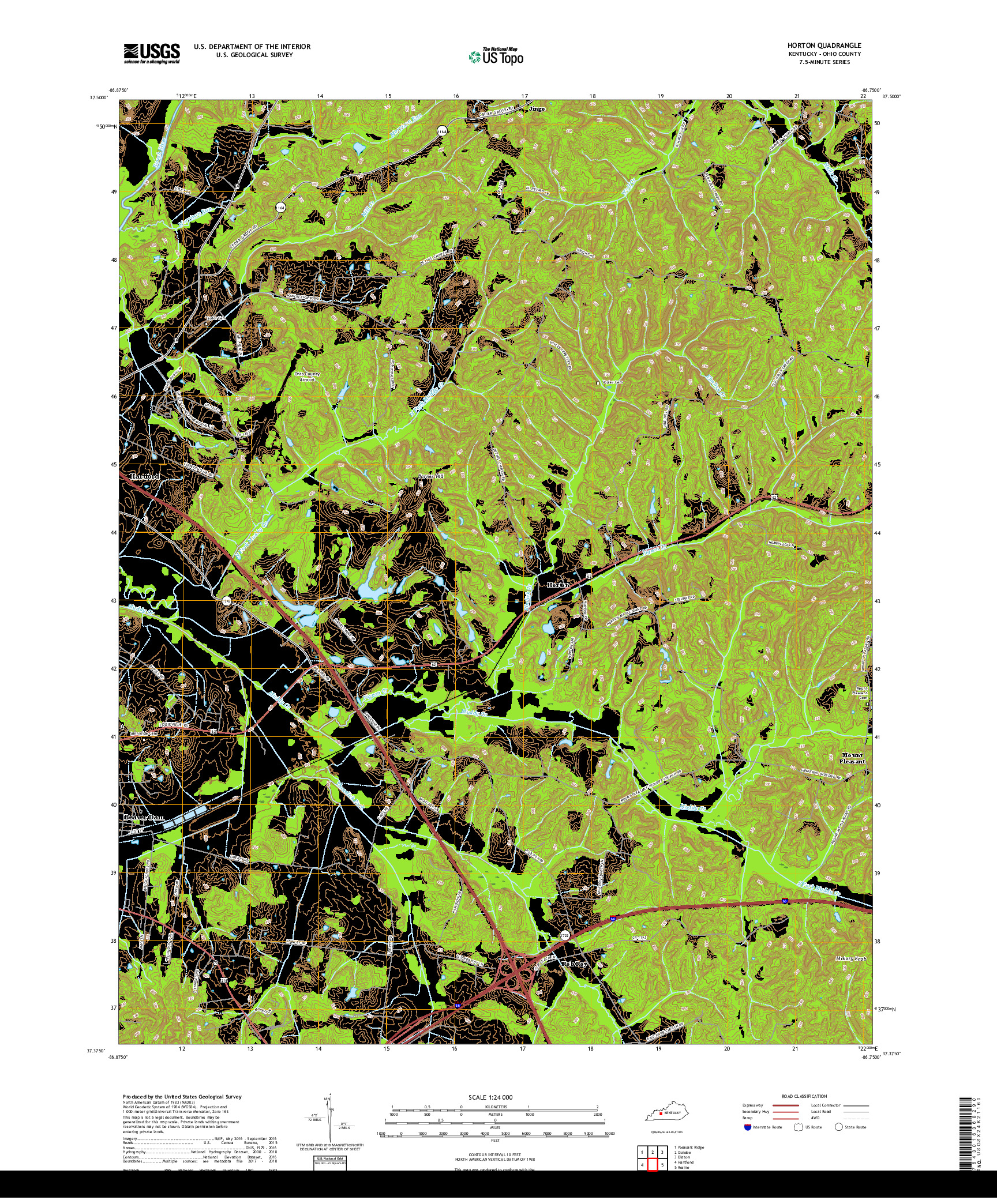 USGS US TOPO 7.5-MINUTE MAP FOR HORTON, KY 2019